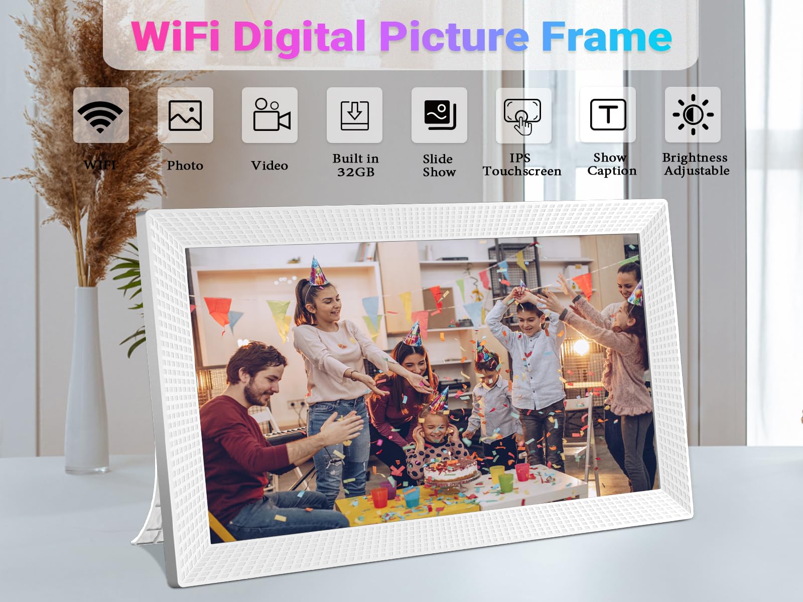 Frameo 10.1 Inch Smart WiFi Digital Picture Frame, 32GB Memory, 1280x800 HD IPS Touchscreen, Digital Photo Frame, Auto-Rotate, Wall Mountable, Share Moments from Anywhere, for Family, Friends-Black