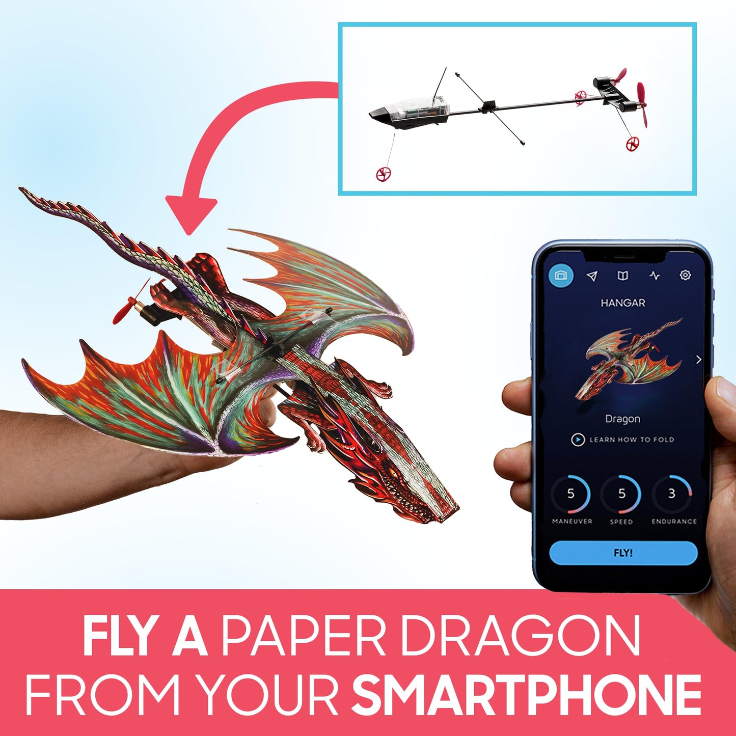 POWERUP 4.0 The Next-Generation Smartphone Controlled Paper Airplane Kit, RC Controlled. Easy to Fly with Autopilot &amp; Gyro Stabilizer. for Hobbyists, Pilots, Tinkerers.