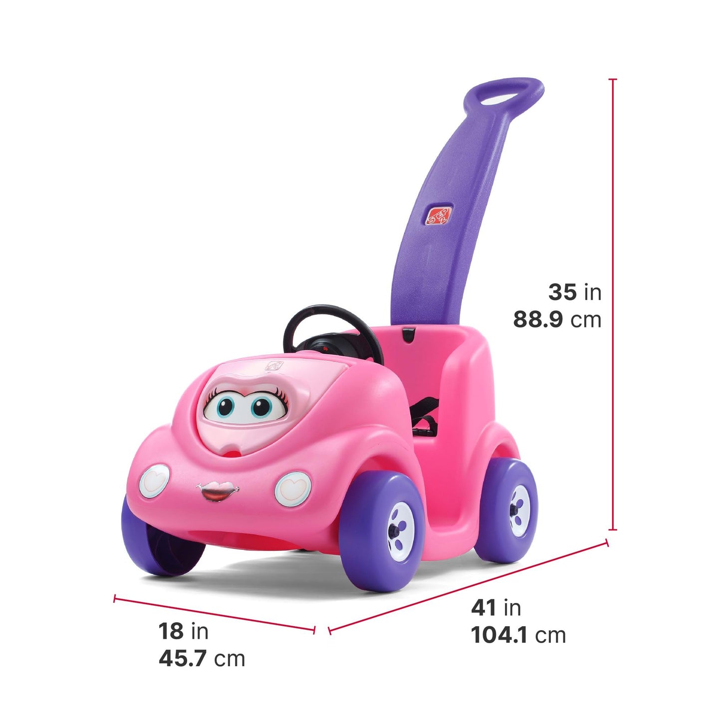 Step2 Push Around Buggy Kids Push Car, Ride On Toy, Stroller Substitute, Includes Seat Belt &amp; Horn, Made of Durable Plastic, Max Weight 50 lbs., For Toddlers 1.5-4 Years Old, Pink