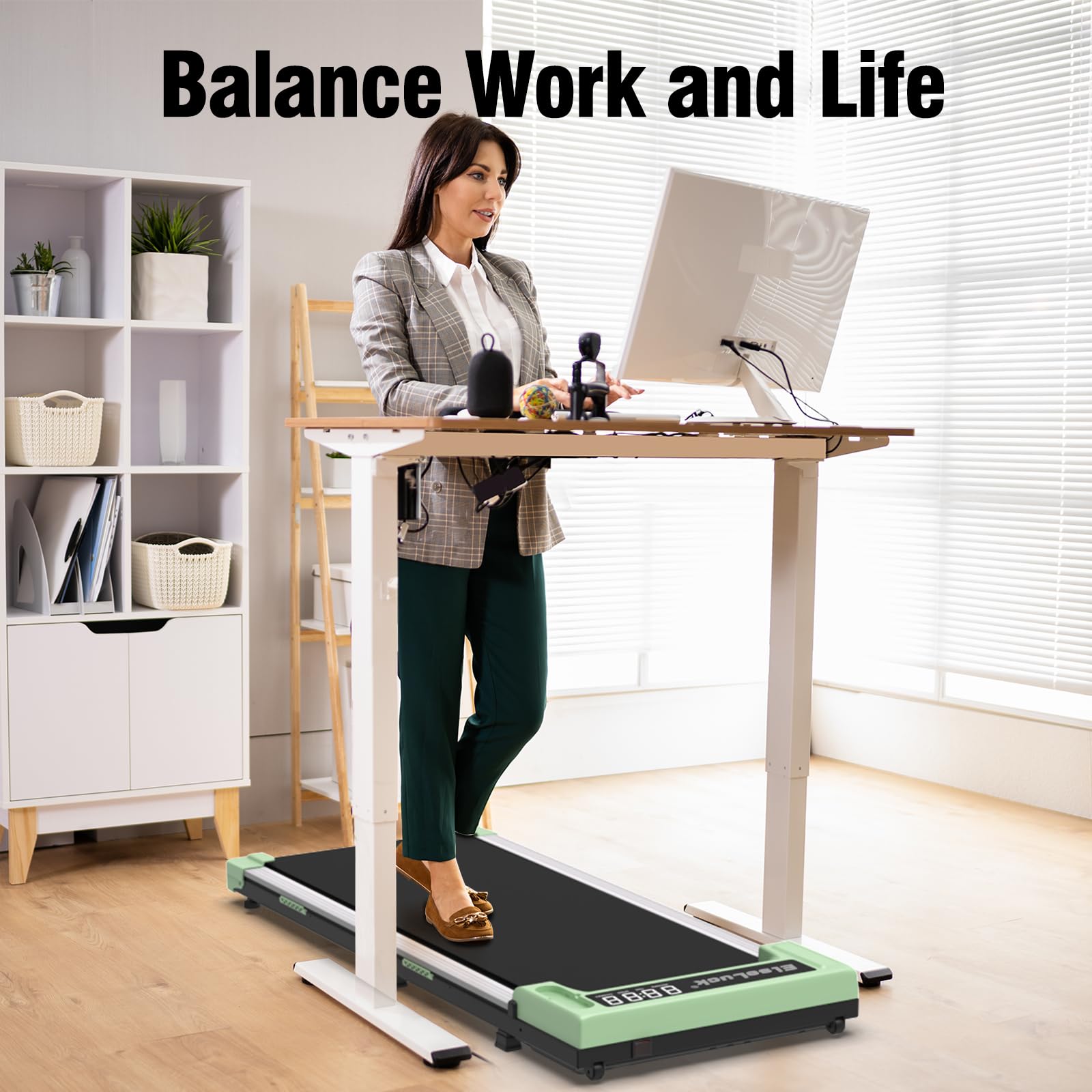 Elseluck Walking Pad, Under Desk Treadmill for Home Office, 2 in 1 Portable Walking Treadmill with Remote Control, Walking Jogging Machine in LED Display