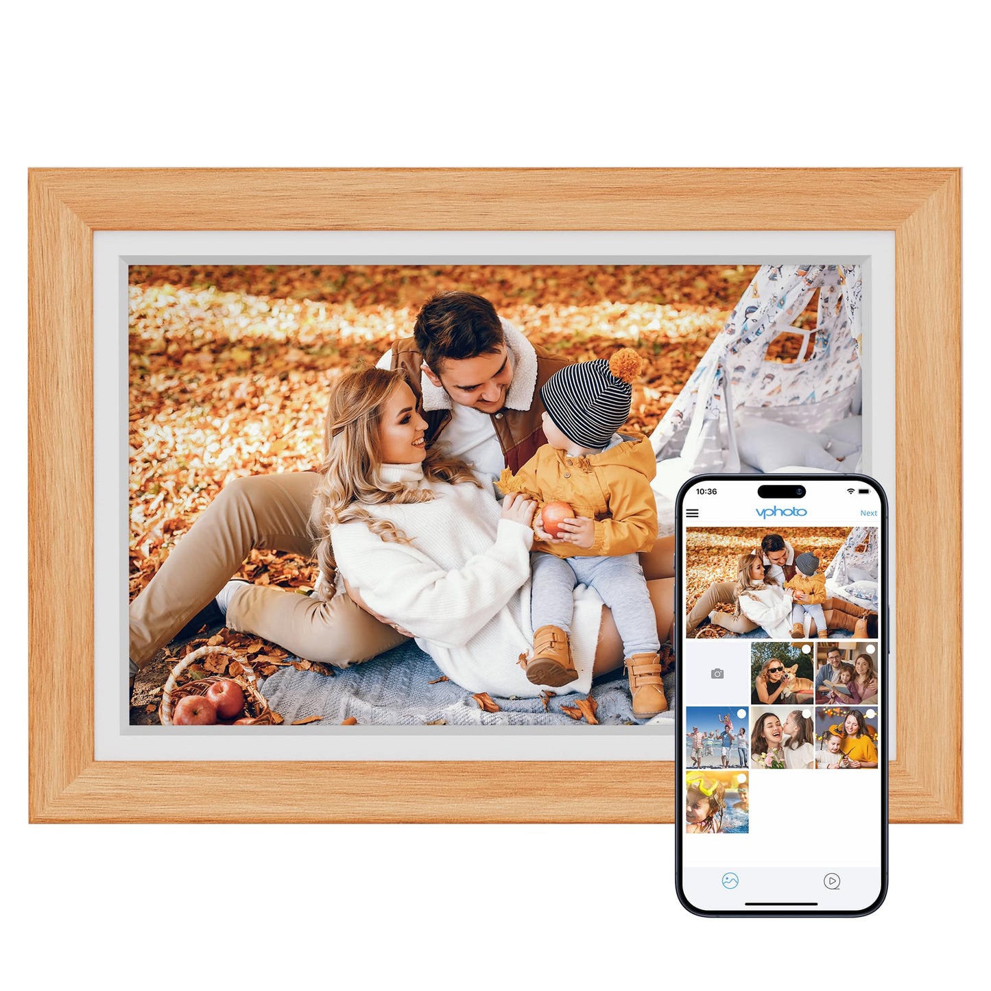 Dragon Touch 10.1'' WIFI Digital Picture Frame - 1280*800 HD IPS Touch Screen Digital Photo Frame Display, Auto-Rotate, Share Photos/Videos Instantly via Free App Best Gifts for Birthday, Wedding, Mom