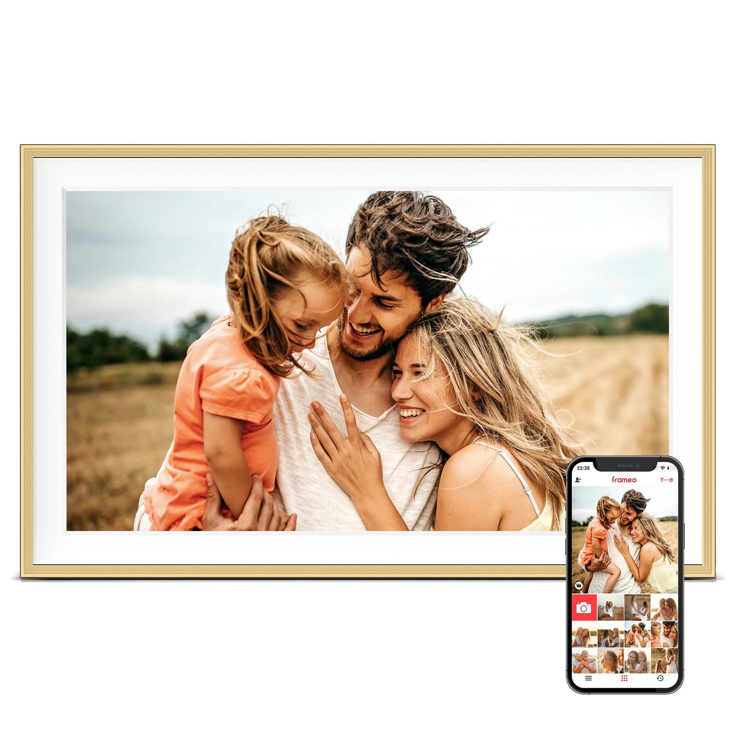 Digital Picture Frame, 10.1'' Frameo Digital WiFi, 32GB Memory, 1280 * 800 HD Touch Screen Electronic Photo Frame, Wall Mountable, Auto-Rotate, Share Instantly, Wedding, Birthday Gifts for Women, Mom