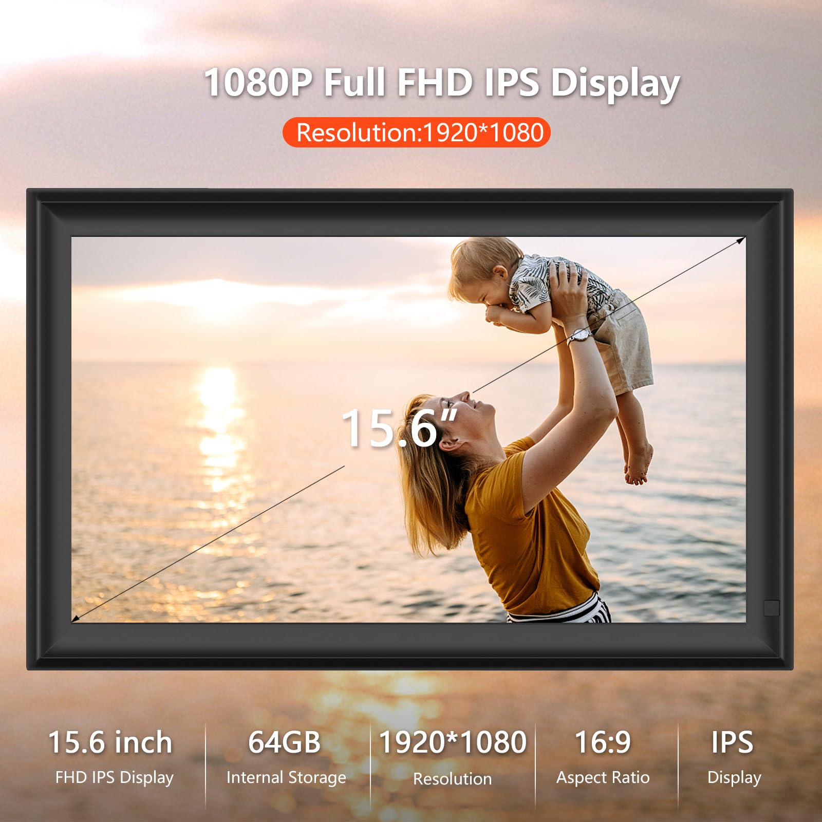 FRAMEO Digital Photo Frame WiFi 32GB 10.1 Inch 1280x800 IPS Touch Screen Digital Picture Frame Easy Setup Share Photo or Video via Frameo APP