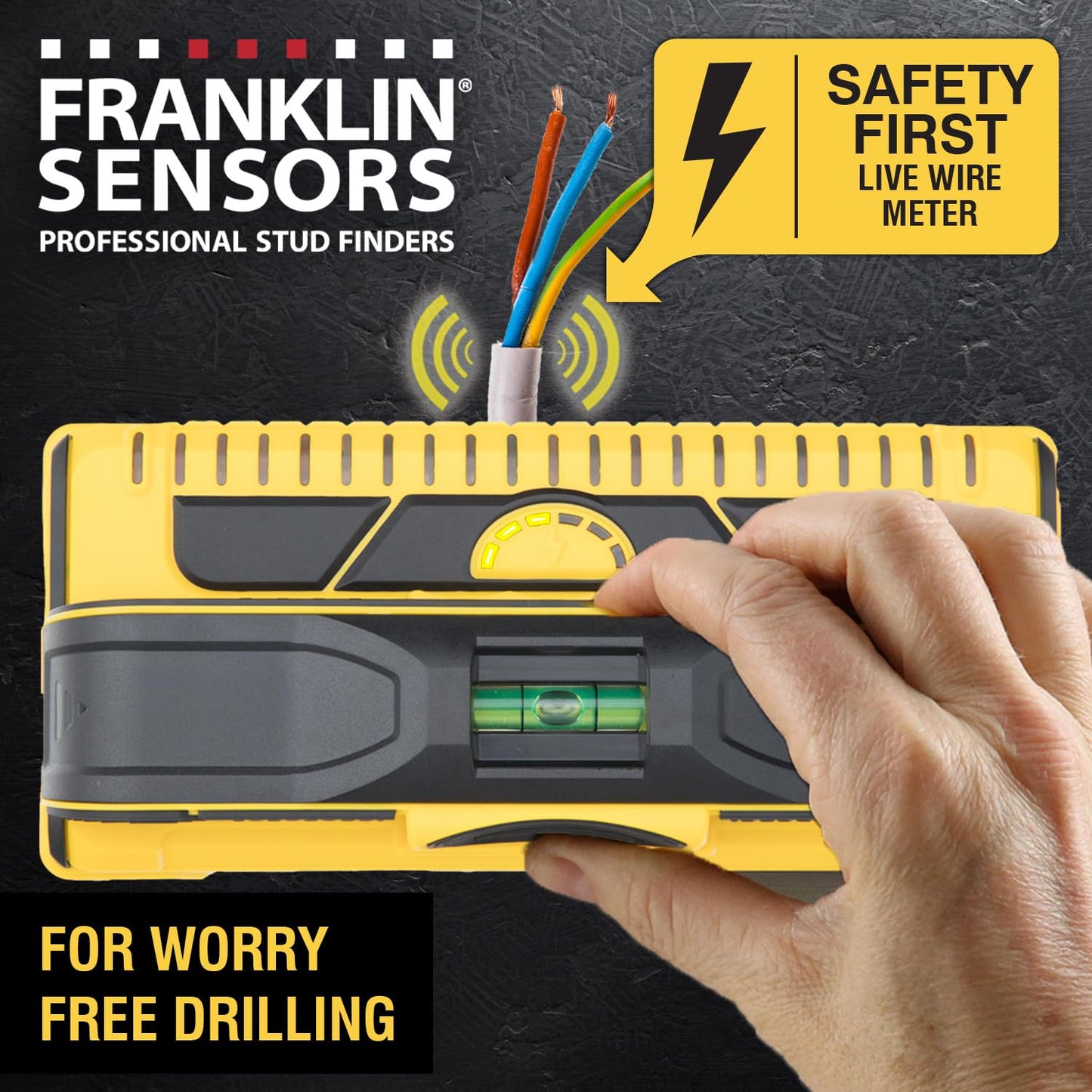 Franklin Sensors ProSensor M210 Stud Finder with 13-Sensors, Wood &amp; Metal Stud Detector/Wall Scanner, Live Wire Detection