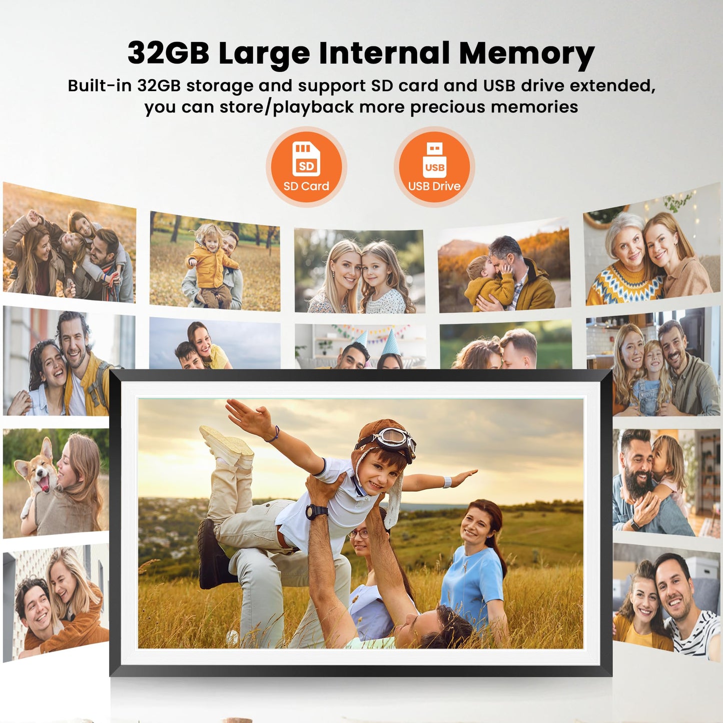 Frameo 10.1" WiFi Digital Picture Frame with 32GB Memory, 1280 x 800 IPS HD Touch Screen Electronic Photo Frame, Auto-Rotate, Slideshow, Wall Mountable, Share Photos/Video Remotely Anywhere