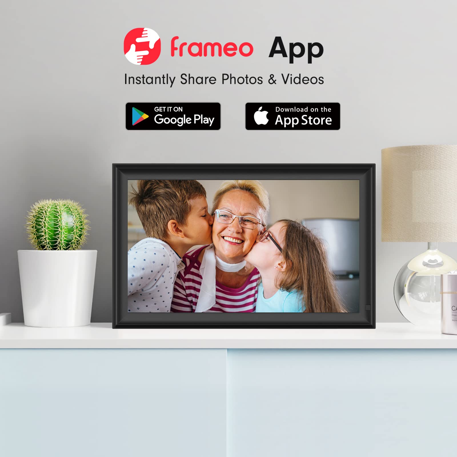 FRAMEO Digital Photo Frame WiFi 32GB 10.1 Inch 1280x800 IPS Touch Screen Digital Picture Frame Easy Setup Share Photo or Video via Frameo APP