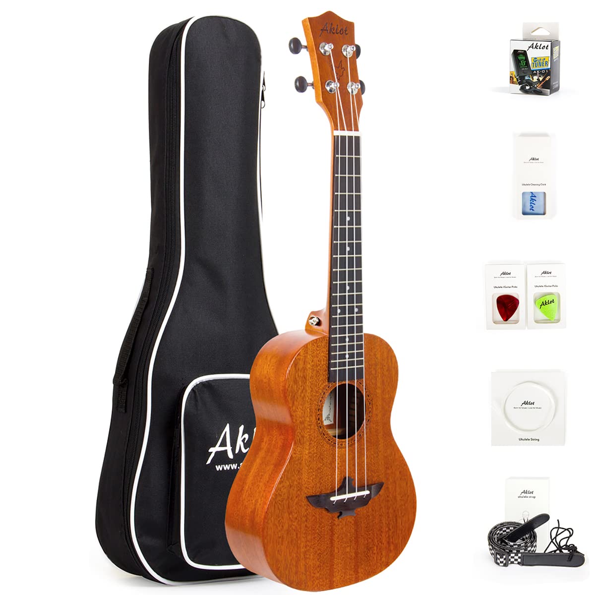 AKLOT 5 Strings Ukulele,Tenor Ukelele 26 inch Solid Mahogany Uke with Gig Bag Belt Extra Strings Professionals