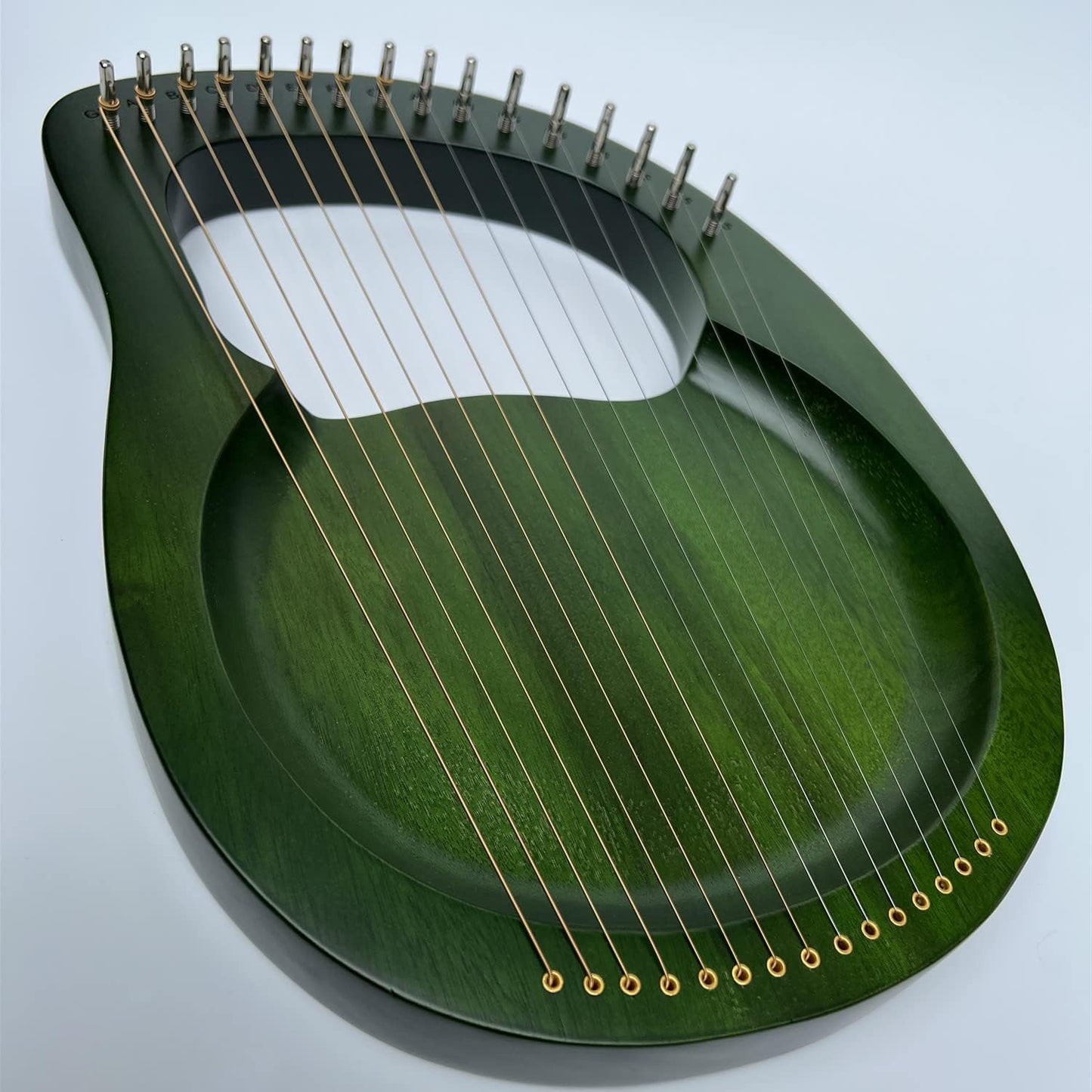 Lyre Harp, 16 Metal Strings Maple Saddle Mahogany Body Lyre Harp with All Accessories Included (Color:Green)