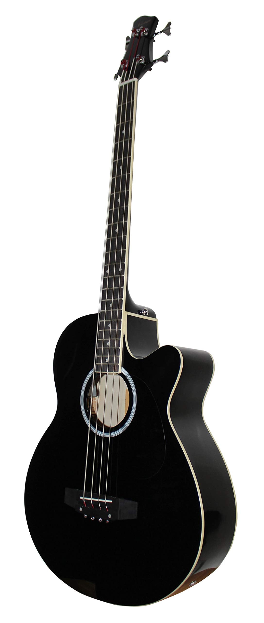 YMC 4 Strings Cutaway Acoustic-Electric Bass Guitar With 4-Band Equalizer, Adjustable Truss Rod,Gig Bag,Strap,Picks- (Black)