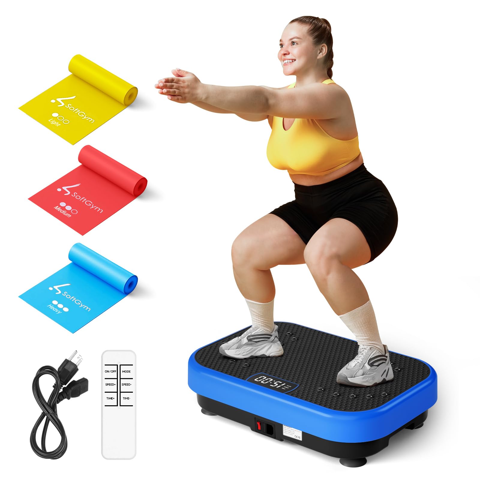 Vibration Plate Exercise Machine for Lymphatic Drainage Weight Loss,SoftGym Power Vibration Plate 300-400 Lbs Capacity Full Whole Body Workout Vibration Platform,Waver Vibration Plate for Home Fitness