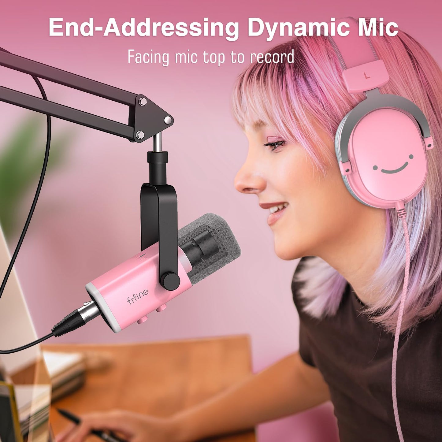 FIFINE XLR/USB Gaming Microphone Set, Dynamic PC Mic for Streaming Podcasting, Computer RGB Mic Kit with Boom Arm Stand, Mute Button, Headphones Jack, for Recording Vocal Voice-Over-AmpliGame AM8T