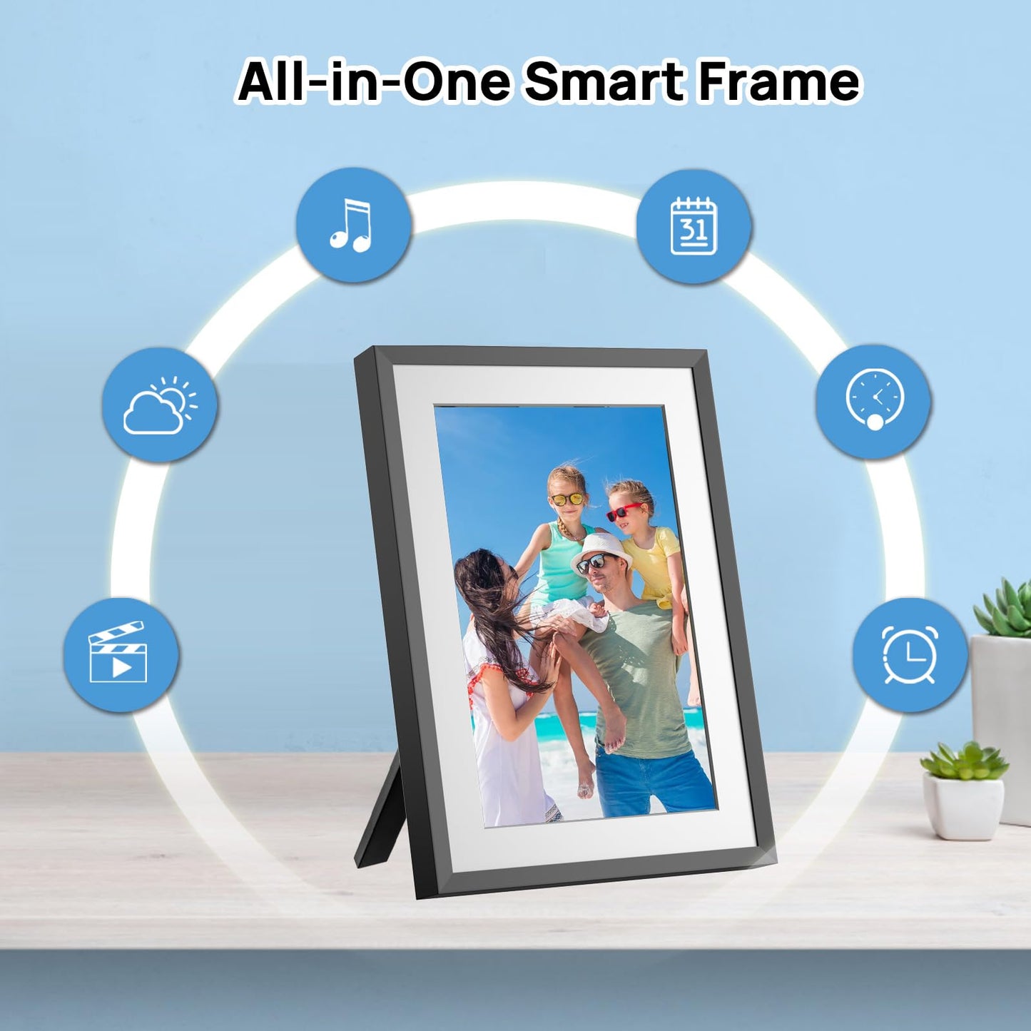 FRAMEO Digital Photo Frame WiFi 32GB 10.1 Inch 1280x800 IPS Touch Screen Digital Picture Frame Easy Setup Share Photo or Video via Frameo APP