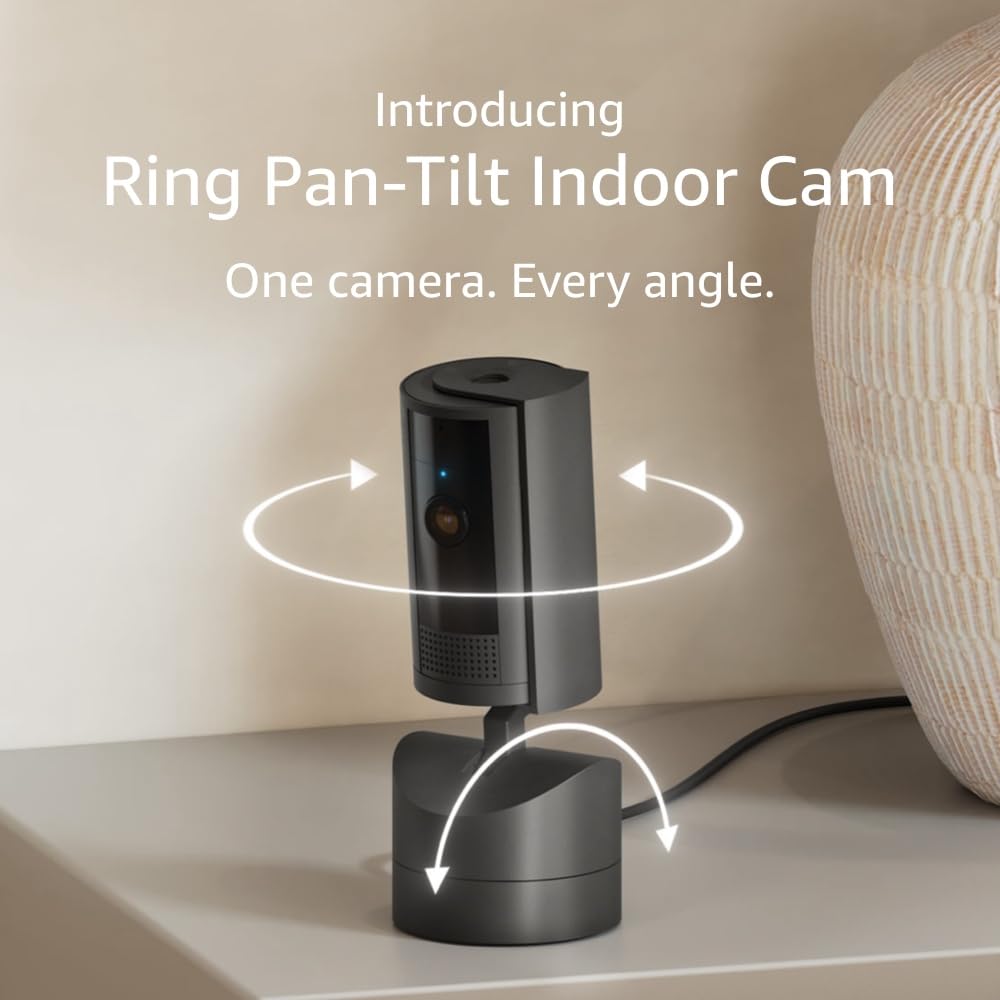 Ring Pan-Tilt Indoor Cam | See all around with 360° pan coverage, HD video, plus Two-Way Talk (2024 release) | White