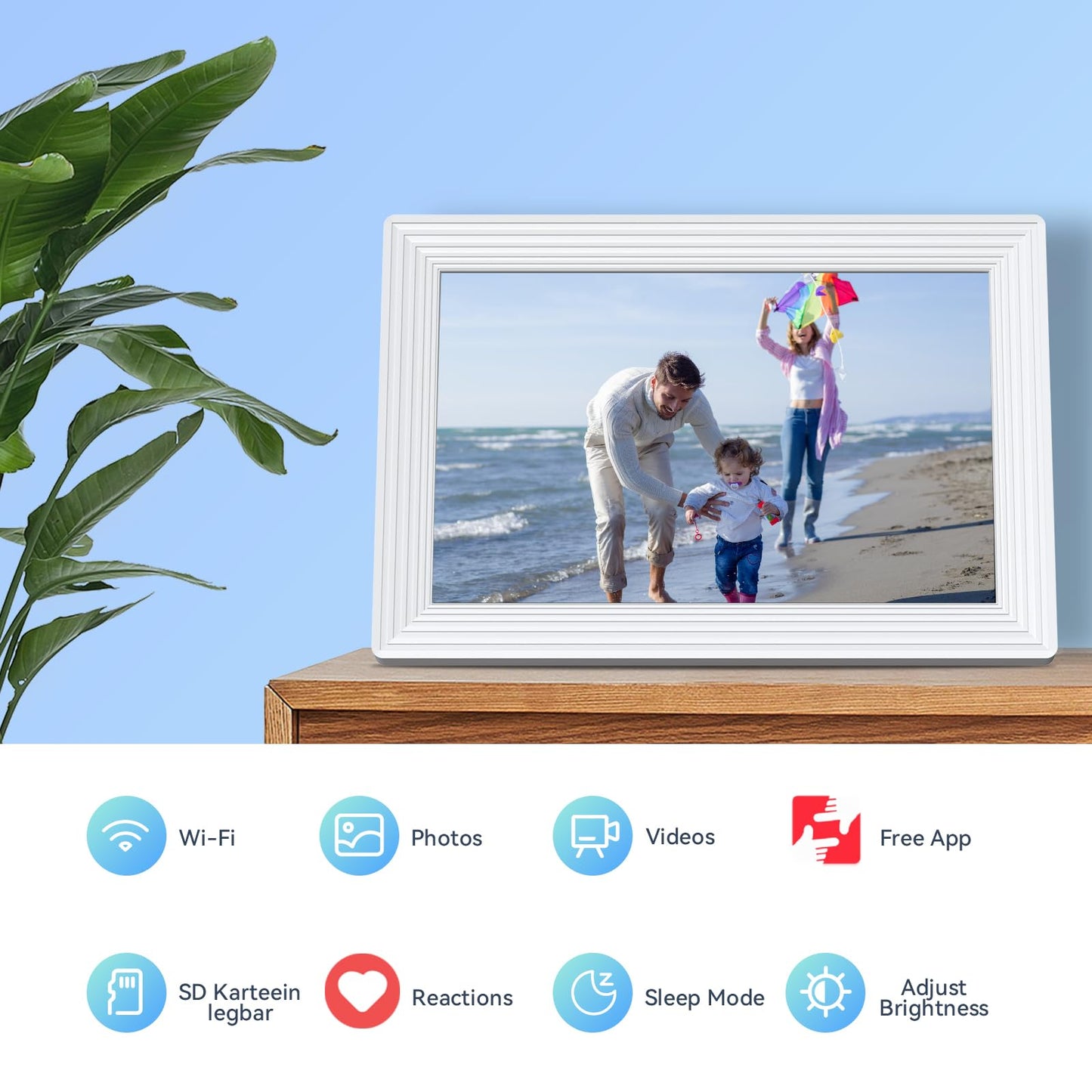 Frameo 10.1" WiFi Digital Picture Frame, Smart Digital Photo Frame with 16GB Storage, 1280x800 IPS HD Touch Screen, Auto-Rotate, Easy Setup to Share Photos or Videos Remotely via App from Anywhere