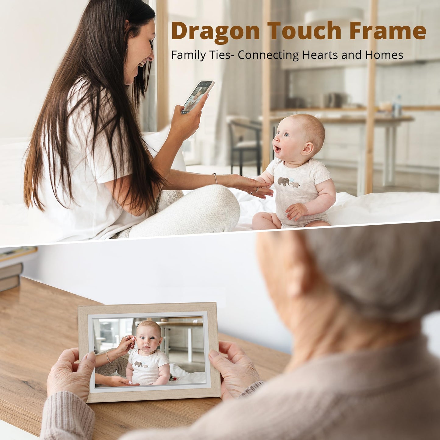 Dragon Touch 10.1'' WIFI Digital Picture Frame - 1280*800 HD IPS Touch Screen Digital Photo Frame Display, Auto-Rotate, Share Photos/Videos Instantly via Free App Best Gifts for Birthday, Wedding, Mom