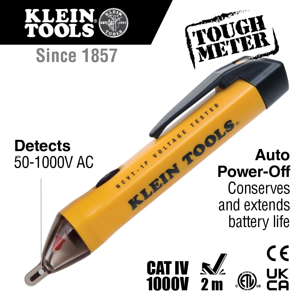 Klein Tools 80016 Circuit Breaker Finder Tool Kit &amp; RT250 GFCI Outlet Tester &amp; NCVT3P Dual Range Non Contact Voltage Tester, 12-1000V AC Pen, Flashlight, Audible and Flashing LED Alarms, Pocket Clip