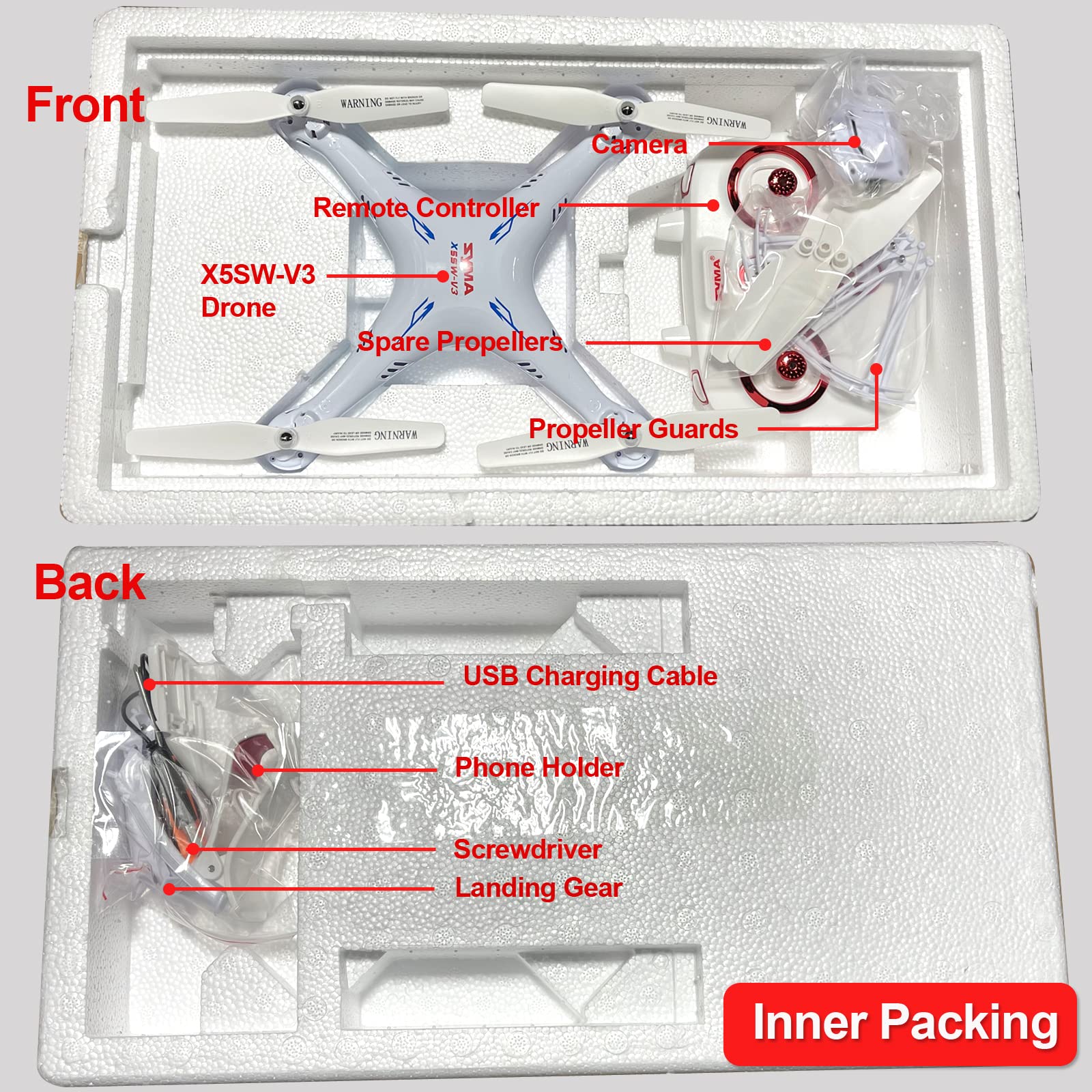 Cheerwing Syma X5SW-V3 FPV Drone with 720P Camera for Adults and Kids, One Key Start, Altitude Hold, Custom Flight