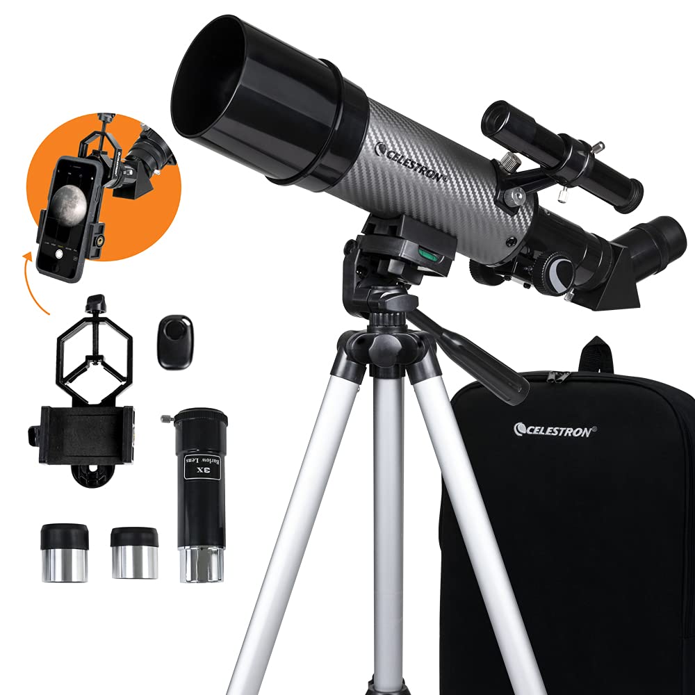 Celestron - 50mm Travel Scope - Portable Refractor Telescope - Fully-Coated Glass Optics - Ideal Telescope for Beginners - Bonus Astronomy Software Package