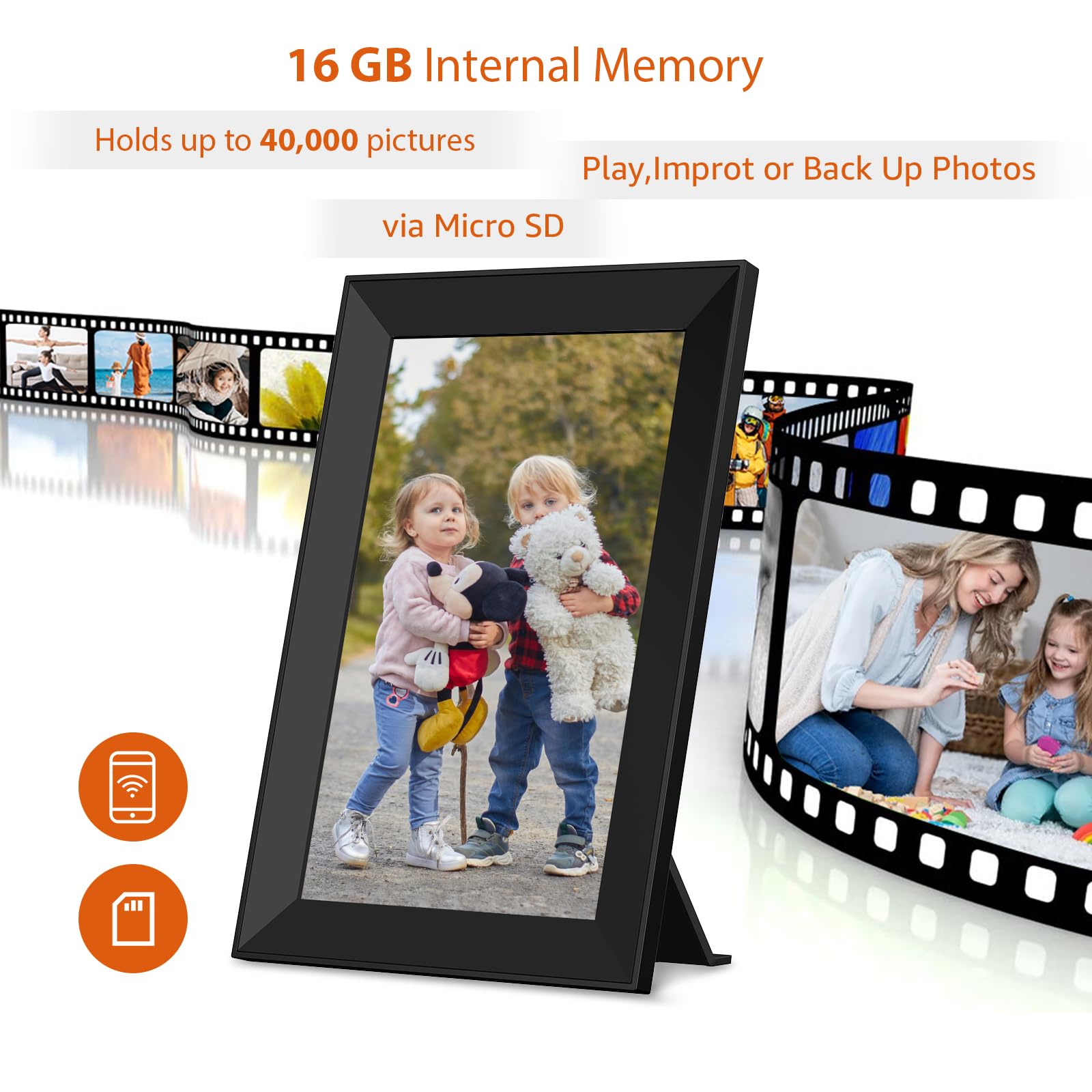 Frameo 10.1 inch Digital Picture Frame WiFi Smart Digital Photo Frame Wood IPS HD 1280 * 800 1080P Touch Screen Auto-Rotate Easy Setup to use Free Share Photos and Videos Gift for mon Father Women