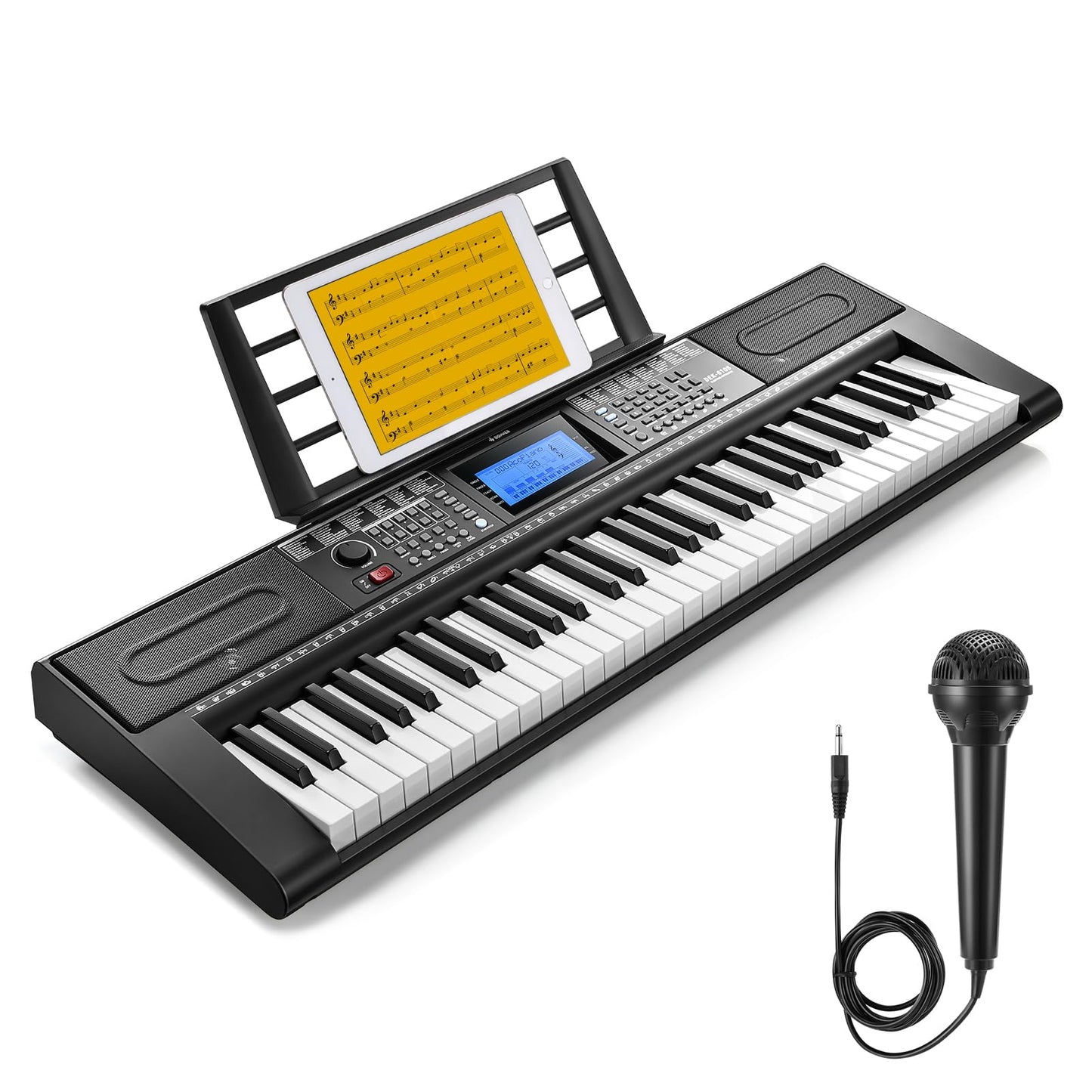 Donner Keyboard Piano, 61 Key Piano Keyboard for Beginner/Professional, Electric Keyboard Kit with 249 Voices, 249 Rhythms - Includes Music Stand, Microphone, Black (DEK-610S)