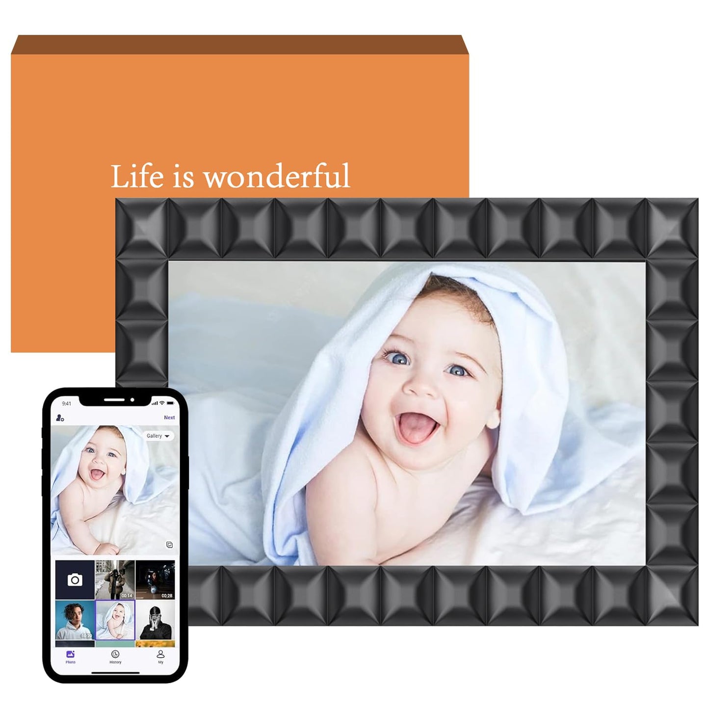 10.1'' Digital Picture Frame，Smart Digital Photo Frame with 1280x800 IPS Touch Screen, Auto-Rotate and Slideshow, Easy Setup to Share Moments Via APP from Anywhere Anytime