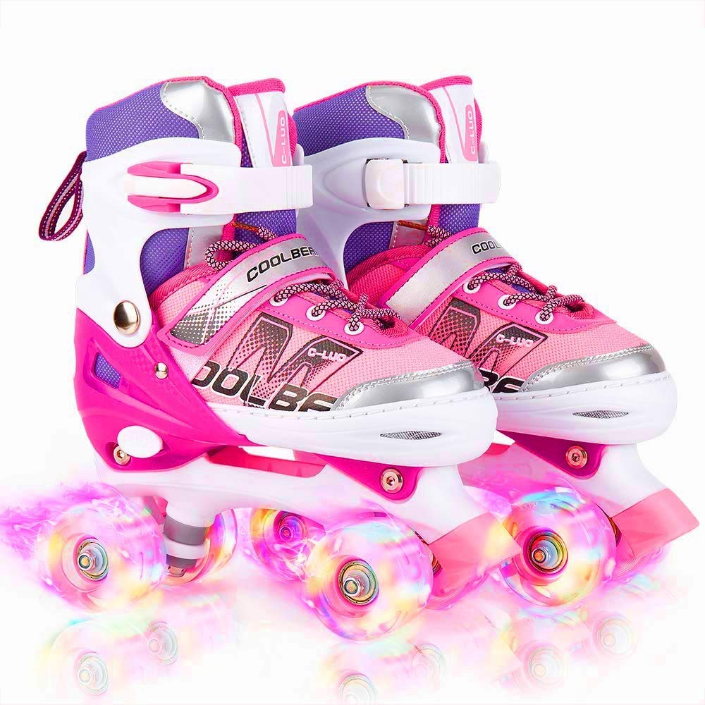 Sowume Adjustable Roller Skates for Girls and Women, All 8 Wheels of Girl's Skates Shine, Safe and Fun Illuminating for Kids