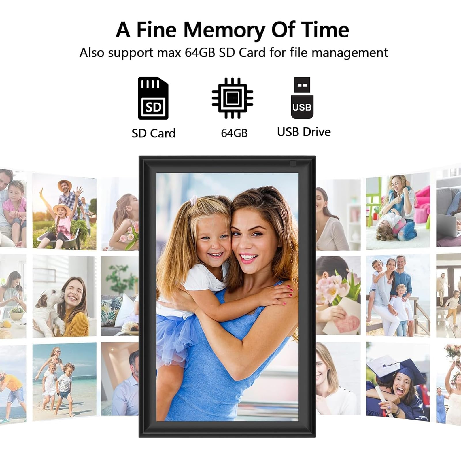 FRAMEO Digital Photo Frame WiFi 32GB 10.1 Inch 1280x800 IPS Touch Screen Digital Picture Frame Easy Setup Share Photo or Video via Frameo APP