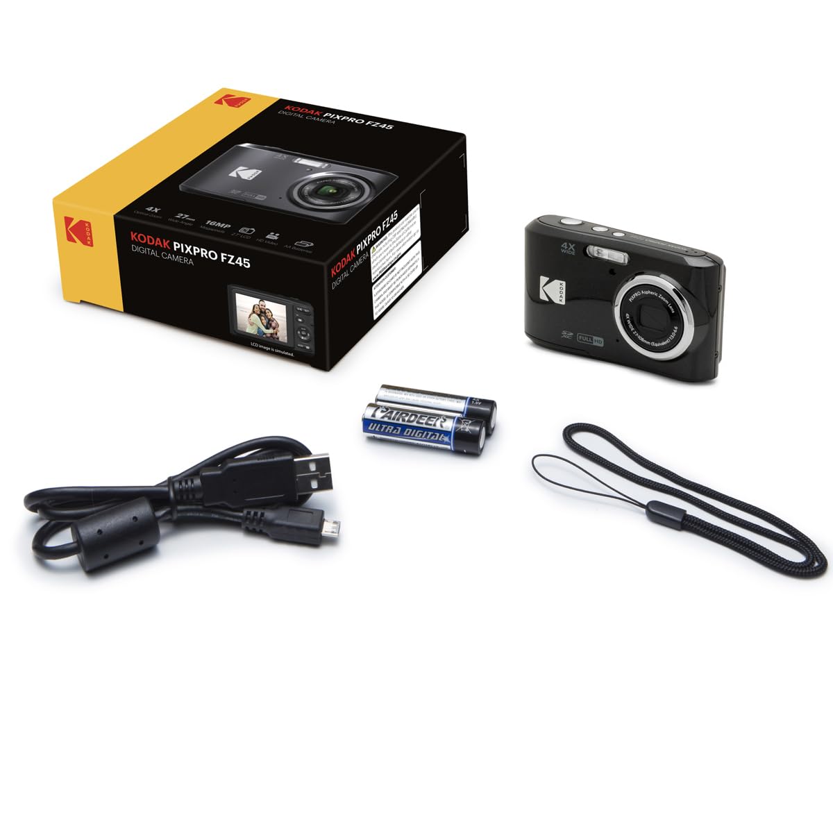 KODAK PIXPRO Friendly Zoom FZ45-BK 16MP Digital Camera with 4X Optical Zoom 27mm Wide Angle and 2.7" LCD Screen (Black)