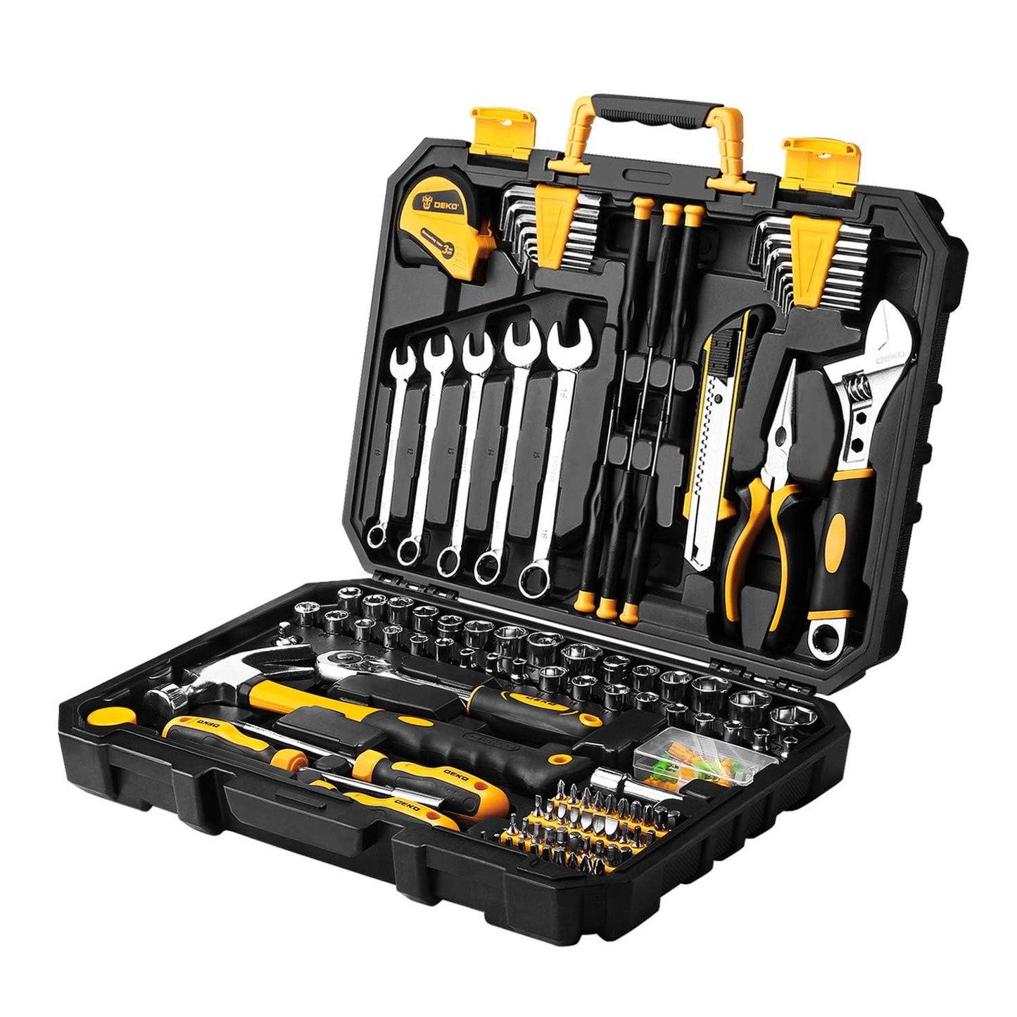 DEKOPRO 158 Piece Tool Set-General Household Hand Tool Kit,Auto Repair Tool Set, with Plastic Toolbox Storage Case