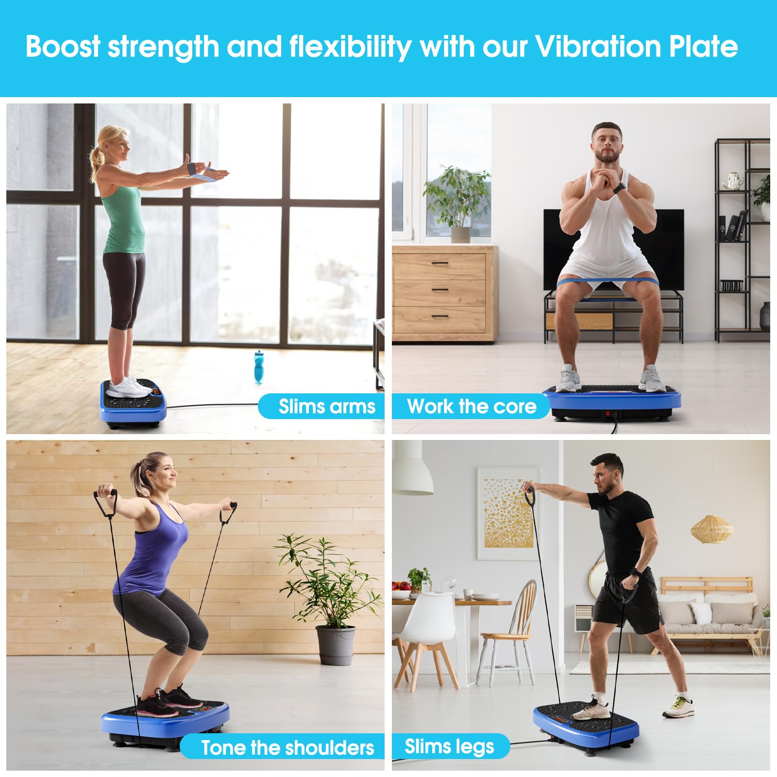 Vibration Plate Exercise Machine for Lymphatic Drainage Weight Loss,SoftGym Power Vibration Plate 300-400 Lbs Capacity Full Whole Body Workout Vibration Platform,Waver Vibration Plate for Home Fitness