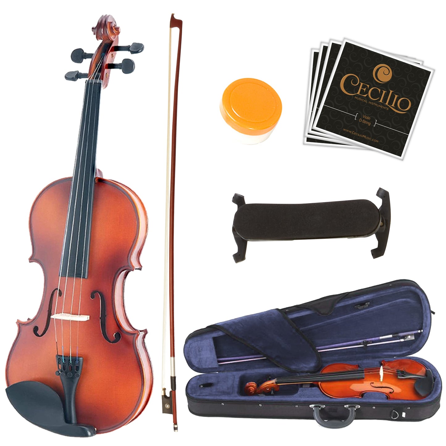 Mendini By Cecilio Violin For Beginners, Kids &amp; Adults - Beginner Kit For Student w/Hard Case, Rosin, Bow - Starter Violins, Wooden Stringed Musical Instruments