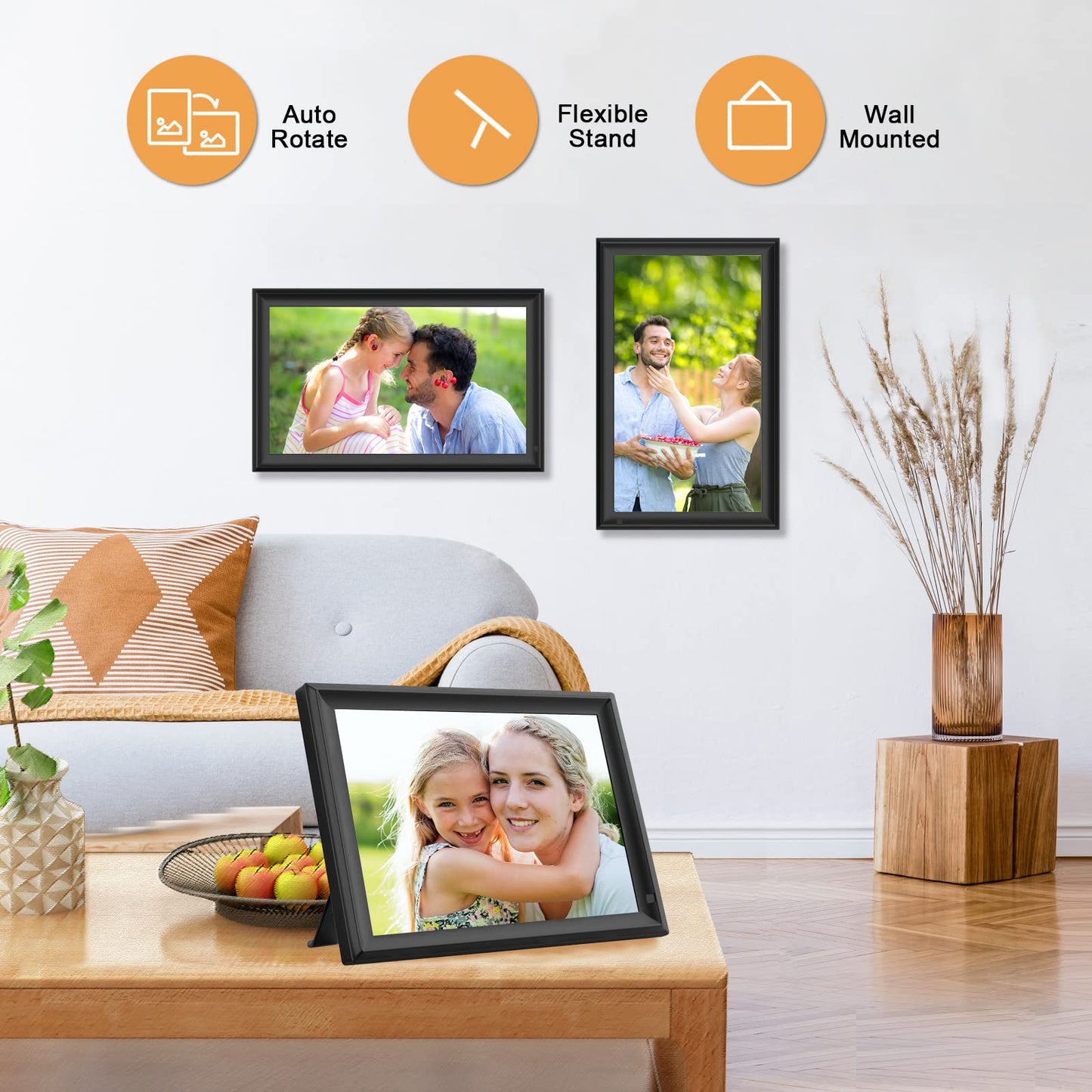 FRAMEO Digital Photo Frame WiFi 32GB 10.1 Inch 1280x800 IPS Touch Screen Digital Picture Frame Easy Setup Share Photo or Video via Frameo APP