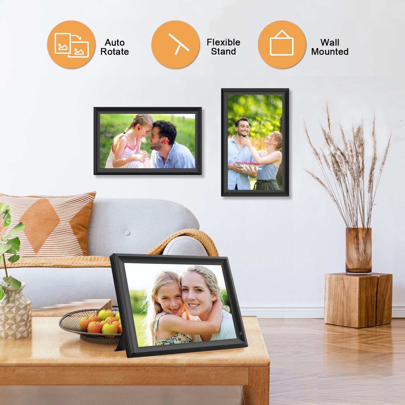 FRAMEO Digital Photo Frame WiFi 32GB 10.1 Inch 1280x800 IPS Touch Screen Digital Picture Frame Easy Setup Share Photo or Video via Frameo APP