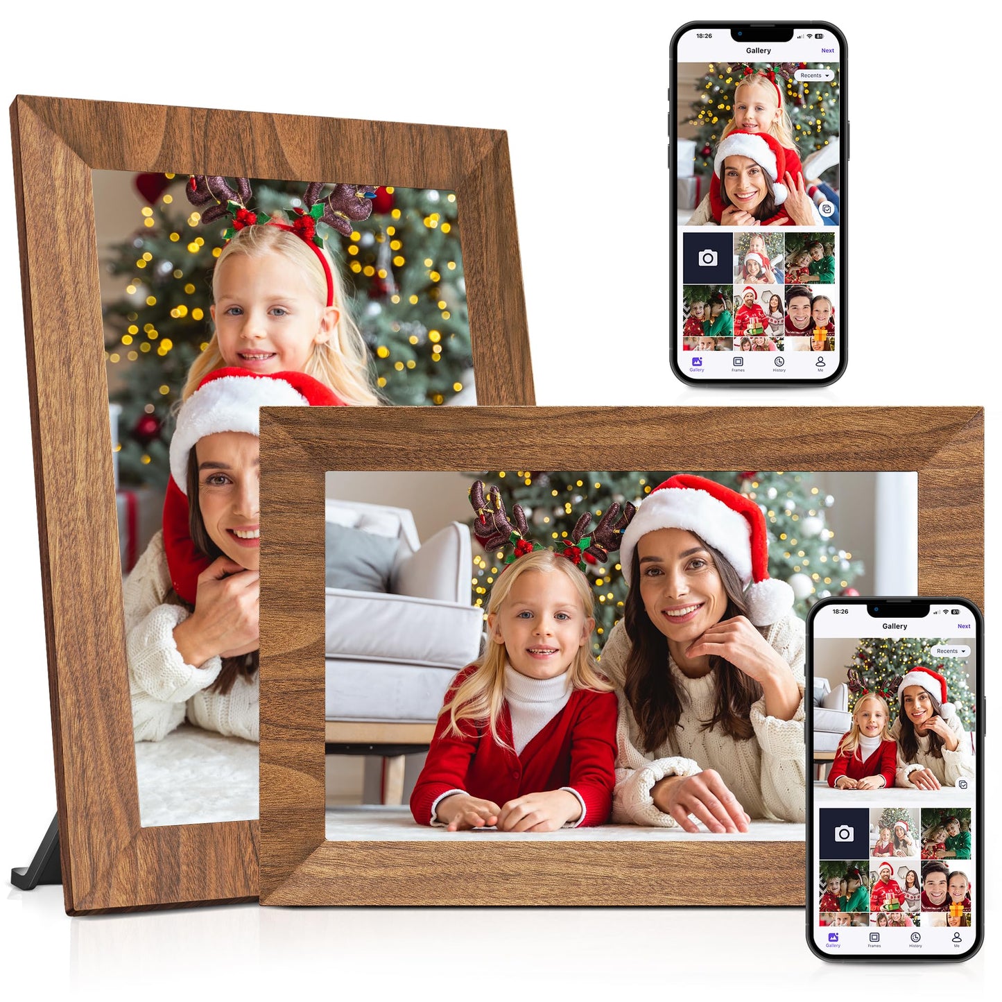 MaxAngel Digital Picture Frame 32GB Storage 10.1 Inch WiFi Electronic Photo Frame SD Card Slot IPS Touch Screen HD Display Auto-Rotate Slideshow Share Videos Photos Send Wishes via Uhale Remotely