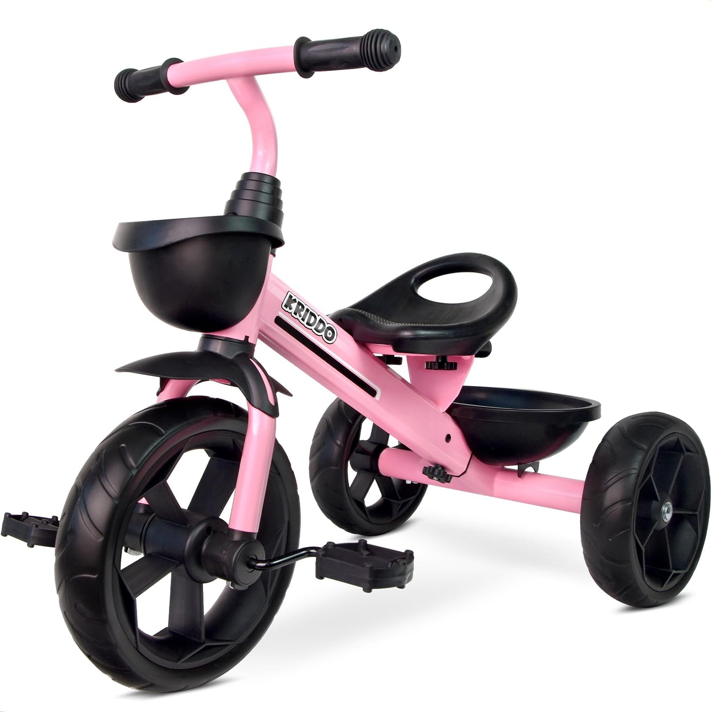 KRIDDO Kids Tricycle for 2-5 Year Olds - Gift for Toddlers - Black