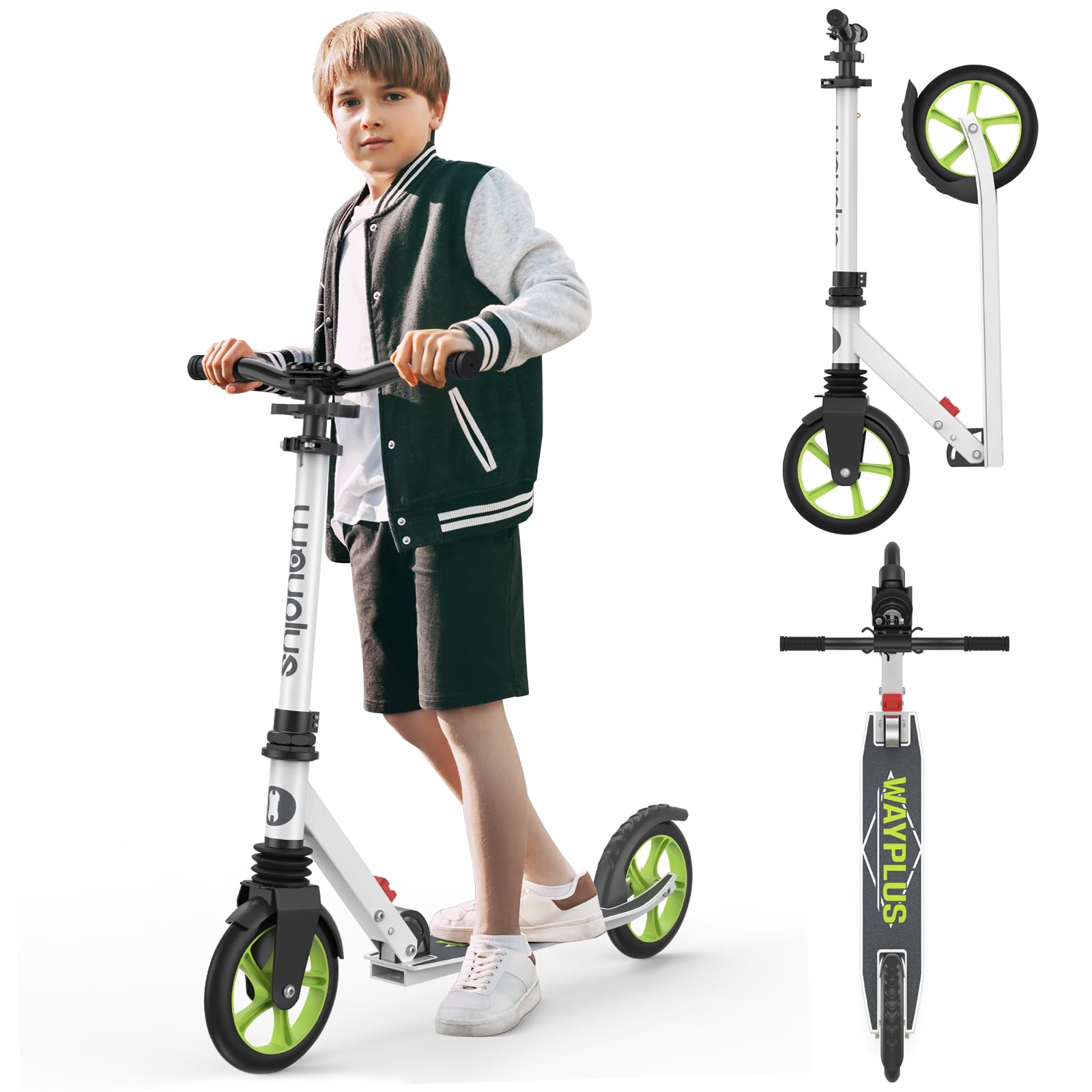 Kick Scooter for Ages 6+,Kid, Teens &amp; Adults. Max Load 240 LBS. Foldable, Lightweight, 8IN Big Wheels for Kids, Teen and Adults, 4 Adjustable Levels. Bearing ABEC9