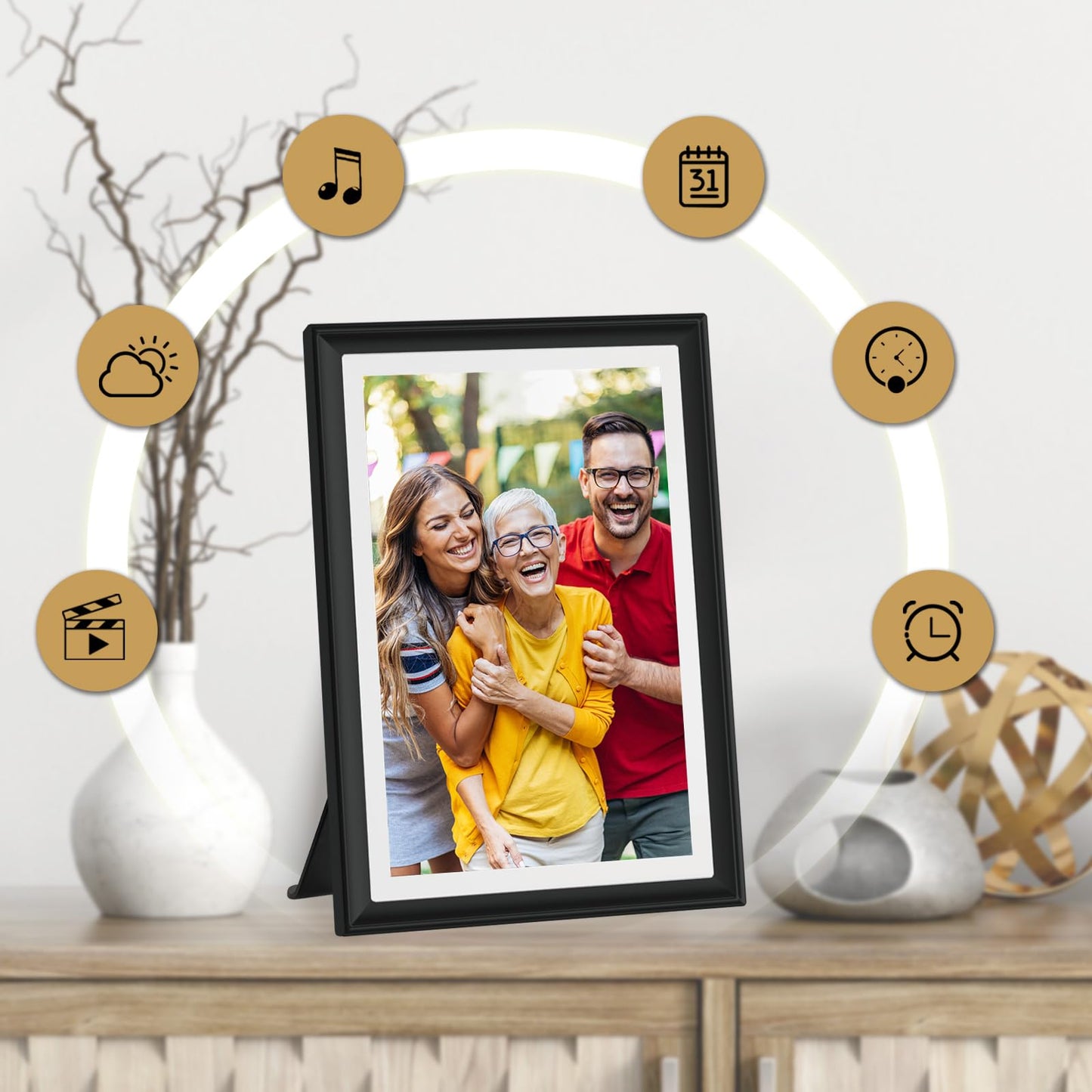 FRAMEO Digital Photo Frame WiFi 32GB 10.1 Inch 1280x800 IPS Touch Screen Digital Picture Frame Easy Setup Share Photo or Video via Frameo APP