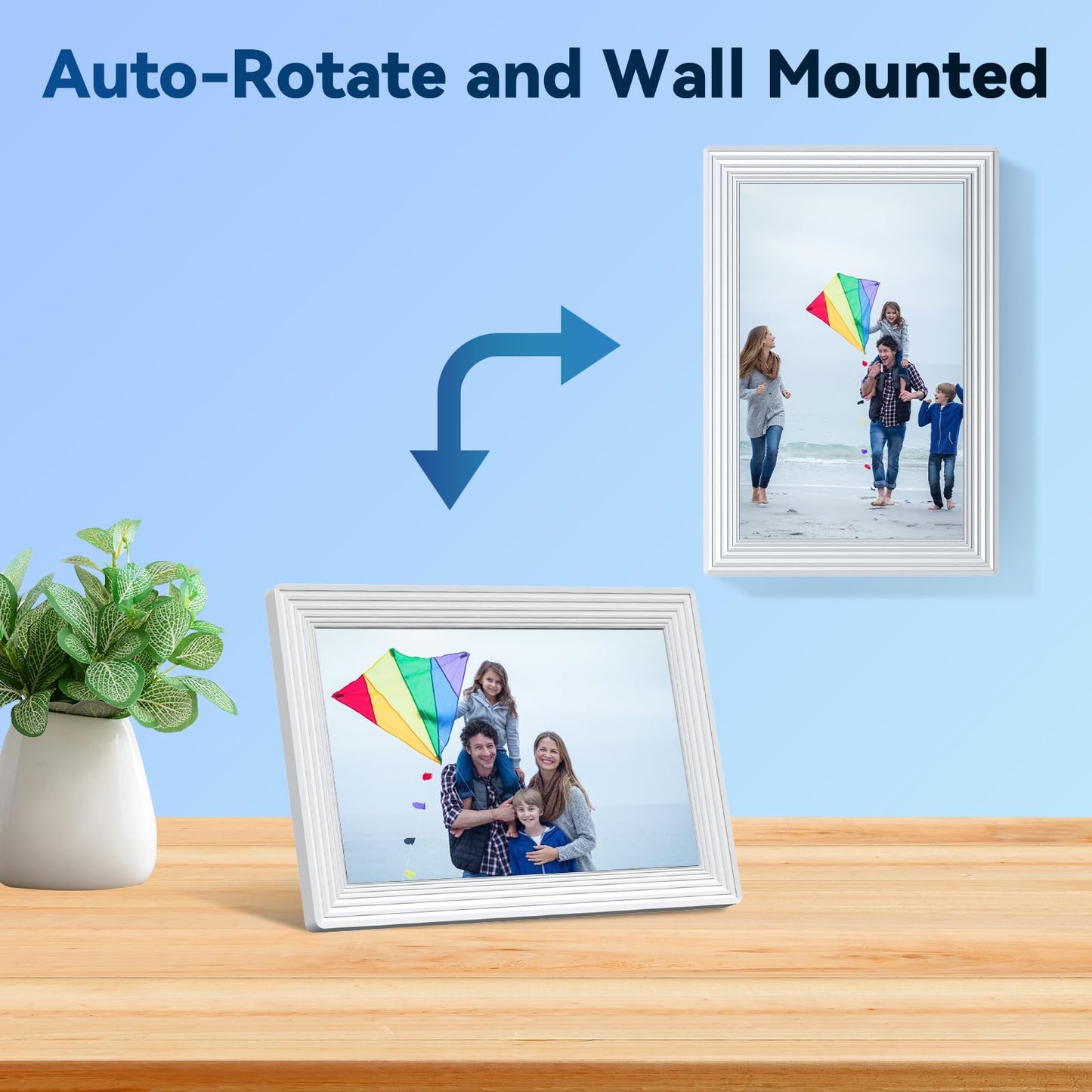 Frameo 10.1" WiFi Digital Picture Frame, Smart Digital Photo Frame with 16GB Storage, 1280x800 IPS HD Touch Screen, Auto-Rotate, Easy Setup to Share Photos or Videos Remotely via App from Anywhere