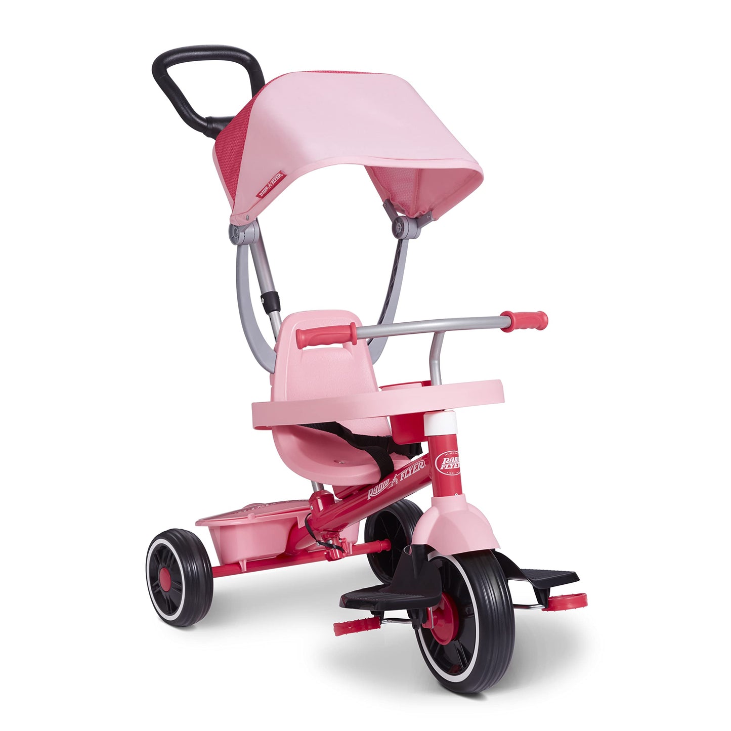 Radio Flyer Pedal &amp; Push 4-in-1 Stroll 'N Trike, Pink Tricycle, Tricycle for Toddlers Age 1-5, Toddler Bike (Amazon Exclusive), Large