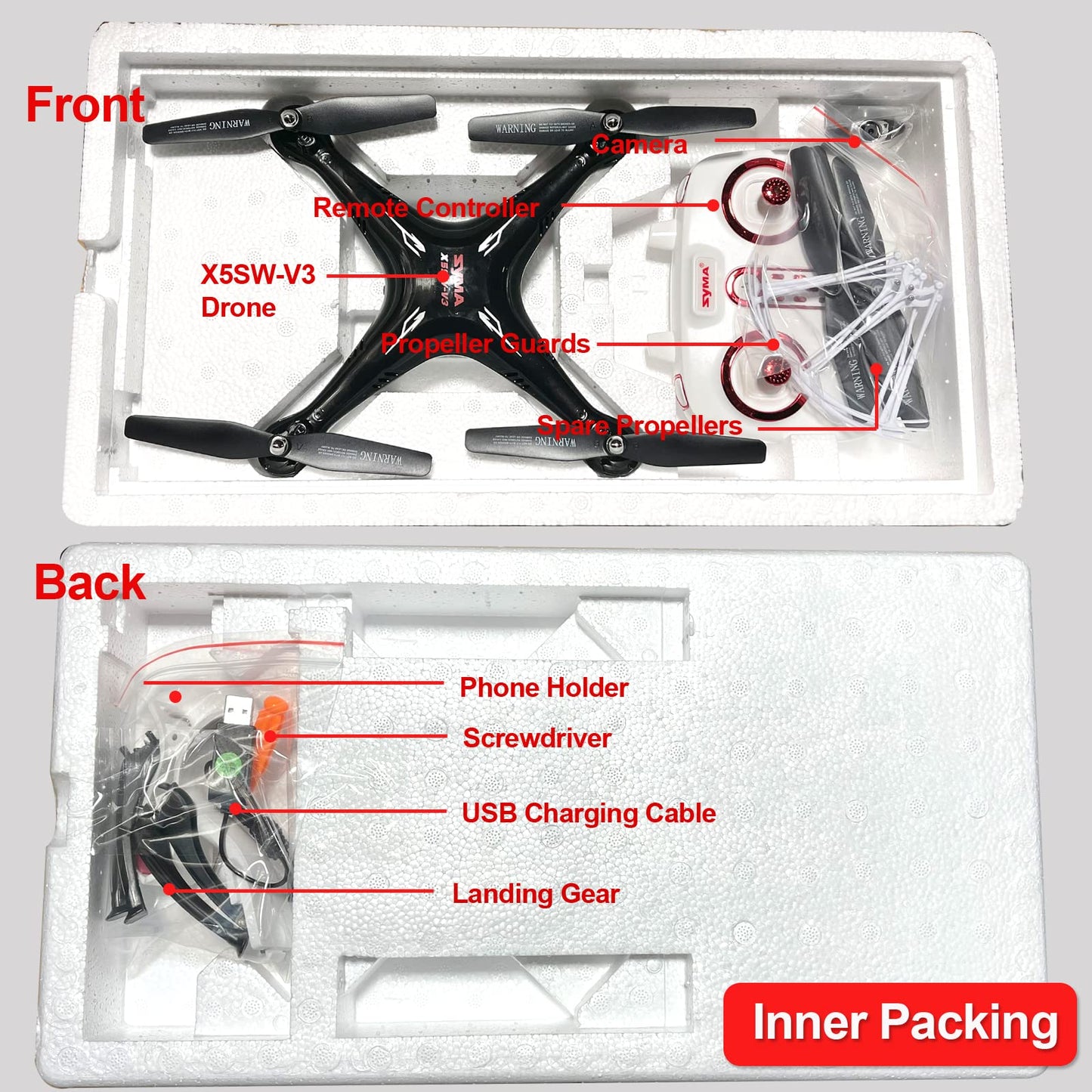 Cheerwing Syma X5SW-V3 FPV Drone with 720P Camera for Adults and Kids, One Key Start, Altitude Hold, Custom Flight