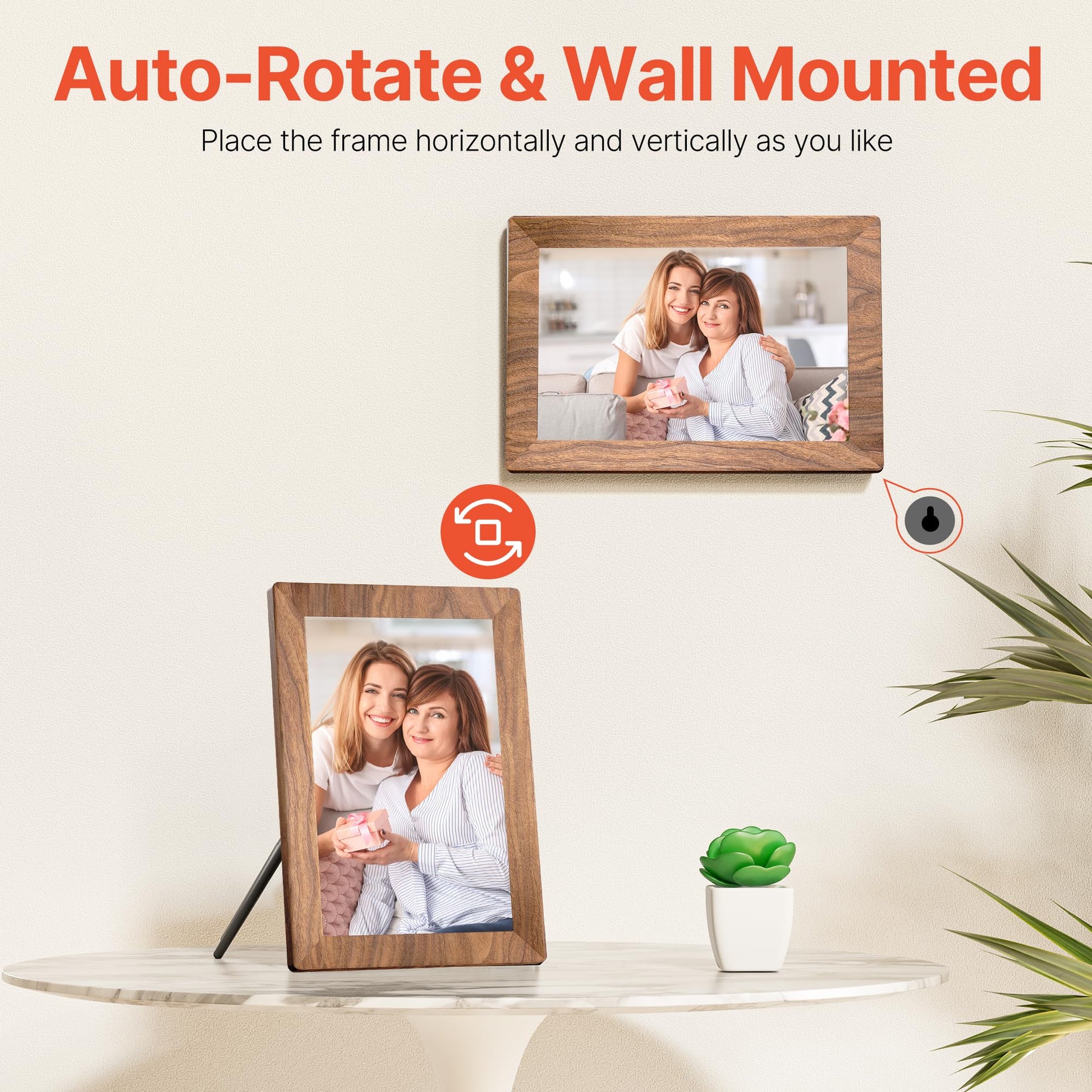 Frameo 10.1" WiFi Digital Picture Frame with 32GB Memory, 1280 x 800 IPS HD Touch Screen Electronic Photo Frame, Auto-Rotate, Slideshow, Wall Mountable, Share Photos/Video Remotely Anywhere