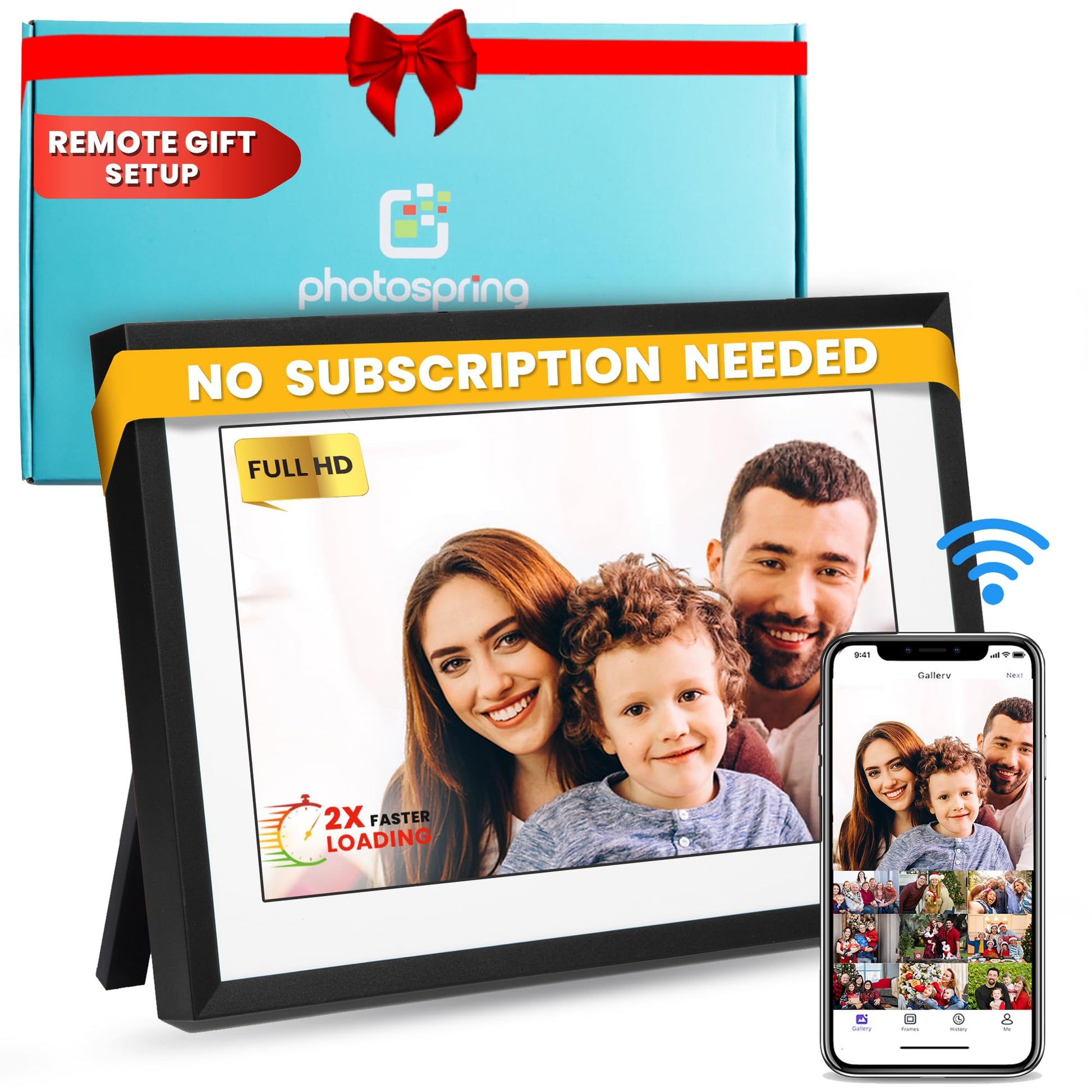 PhotoSpringㅤ 10 inch WiFi Digital Picture Frame | Send Photos by Email, Web or Our Free App | Electronic Picture Frame with Touchscreen &amp; 32GB Internal Memory | Easy Setup | Play Videos up to 5 min