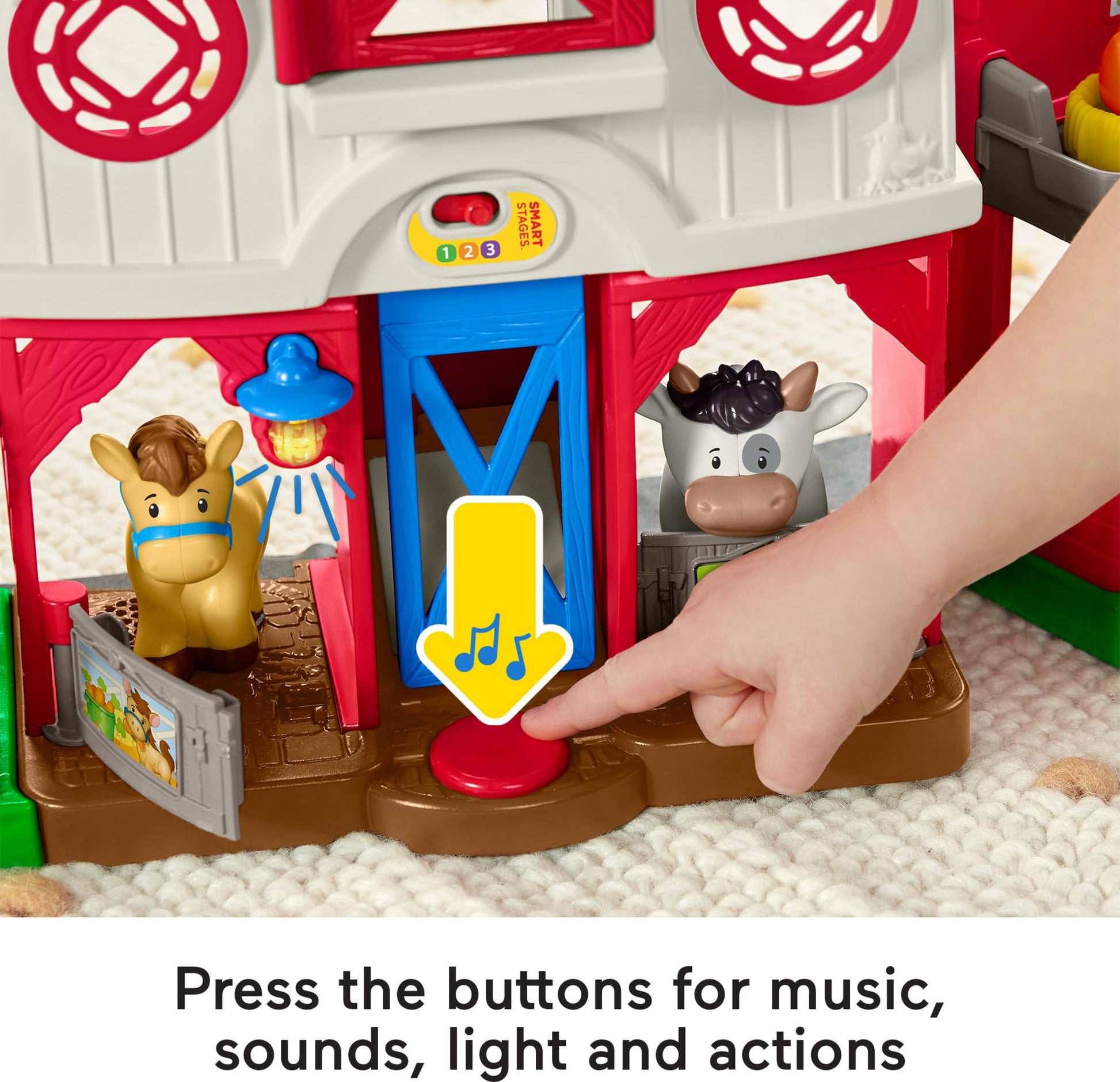 Fisher-Price Little People Toddler Learning Toy Caring for Animals Farm Interactive Playset with Smart Stages for Ages 1+ Years