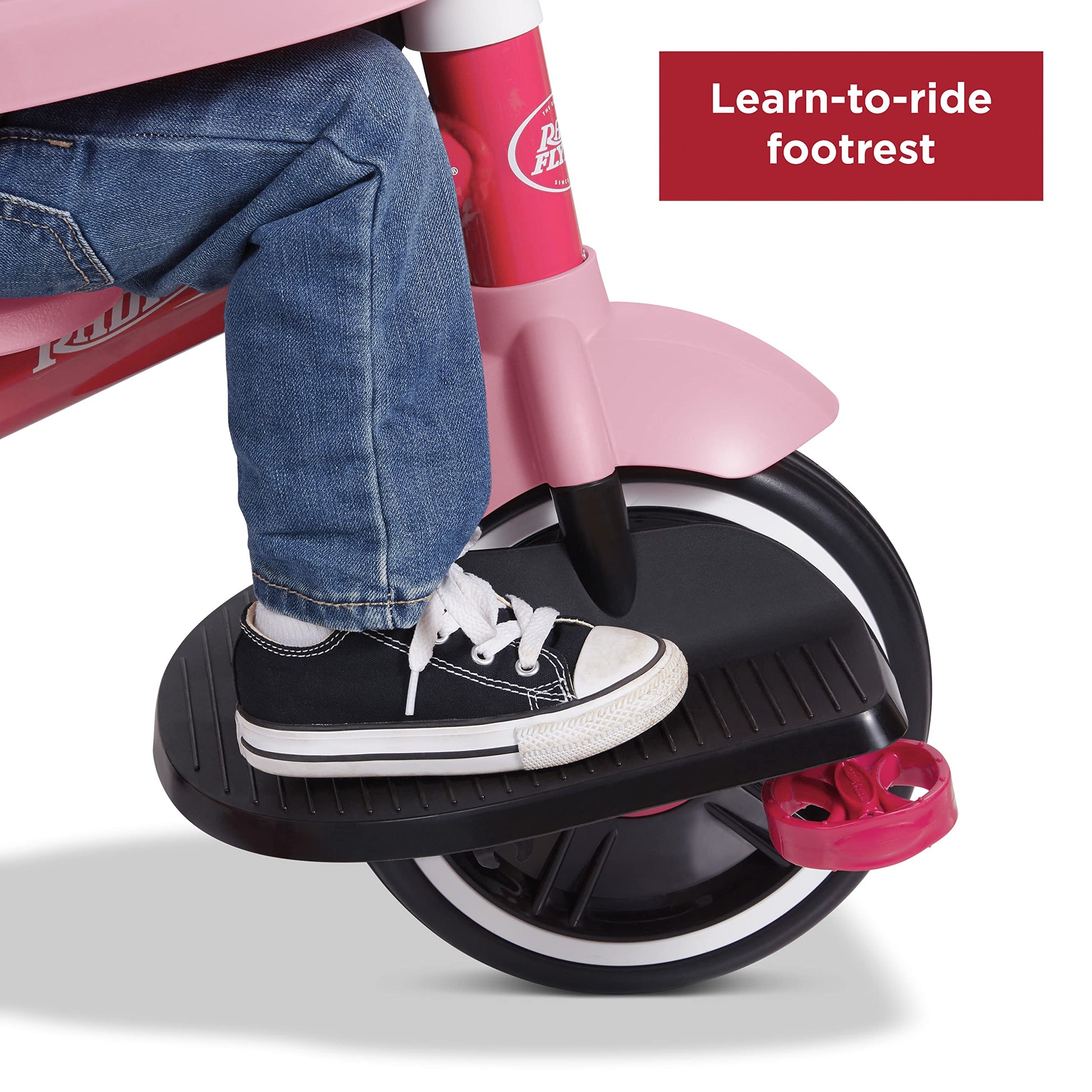 Radio Flyer Pedal &amp; Push 4-in-1 Stroll 'N Trike, Pink Tricycle, Tricycle for Toddlers Age 1-5, Toddler Bike (Amazon Exclusive), Large