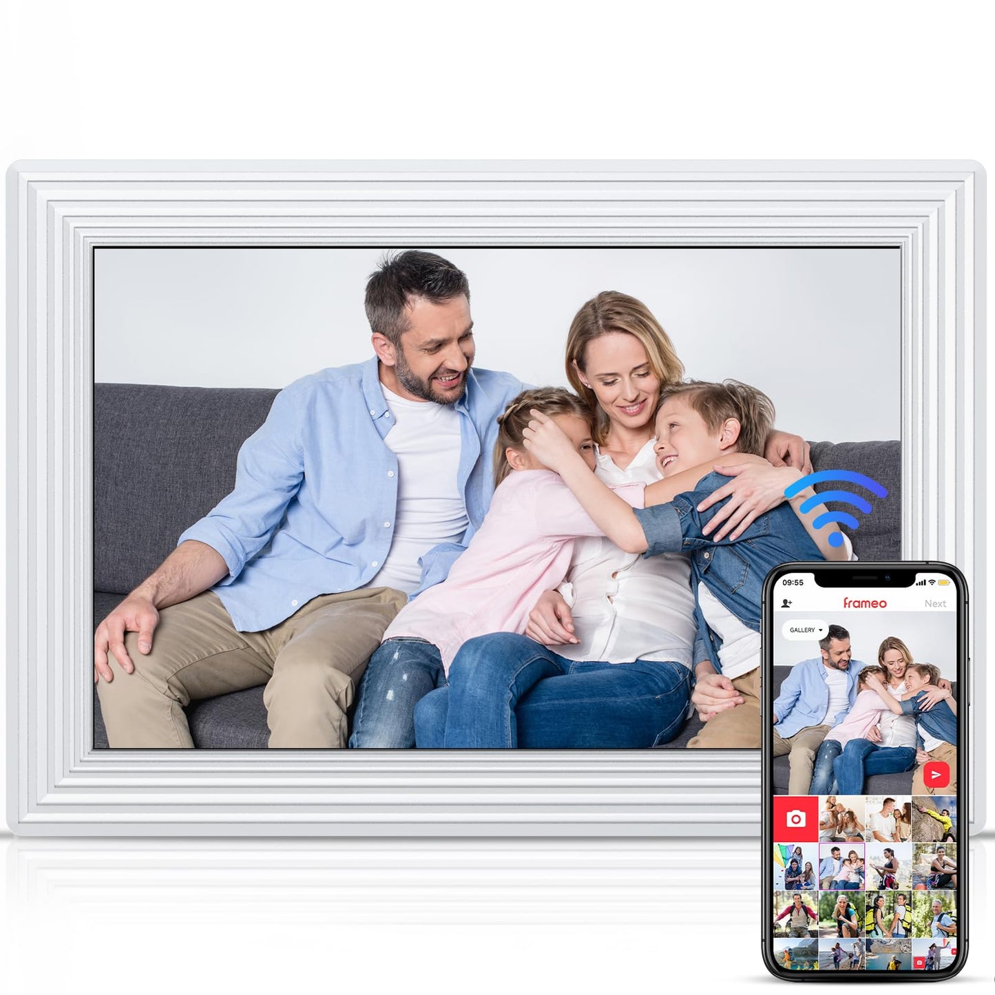 Digital Picture Frame 10.1 Inch WiFi Digital Photo Frame,1280 * 800 HD IPS Touch Screen Smart Cloud Photo Frame, to Share Photos Or Videos Remotely Via APP Email (Black)