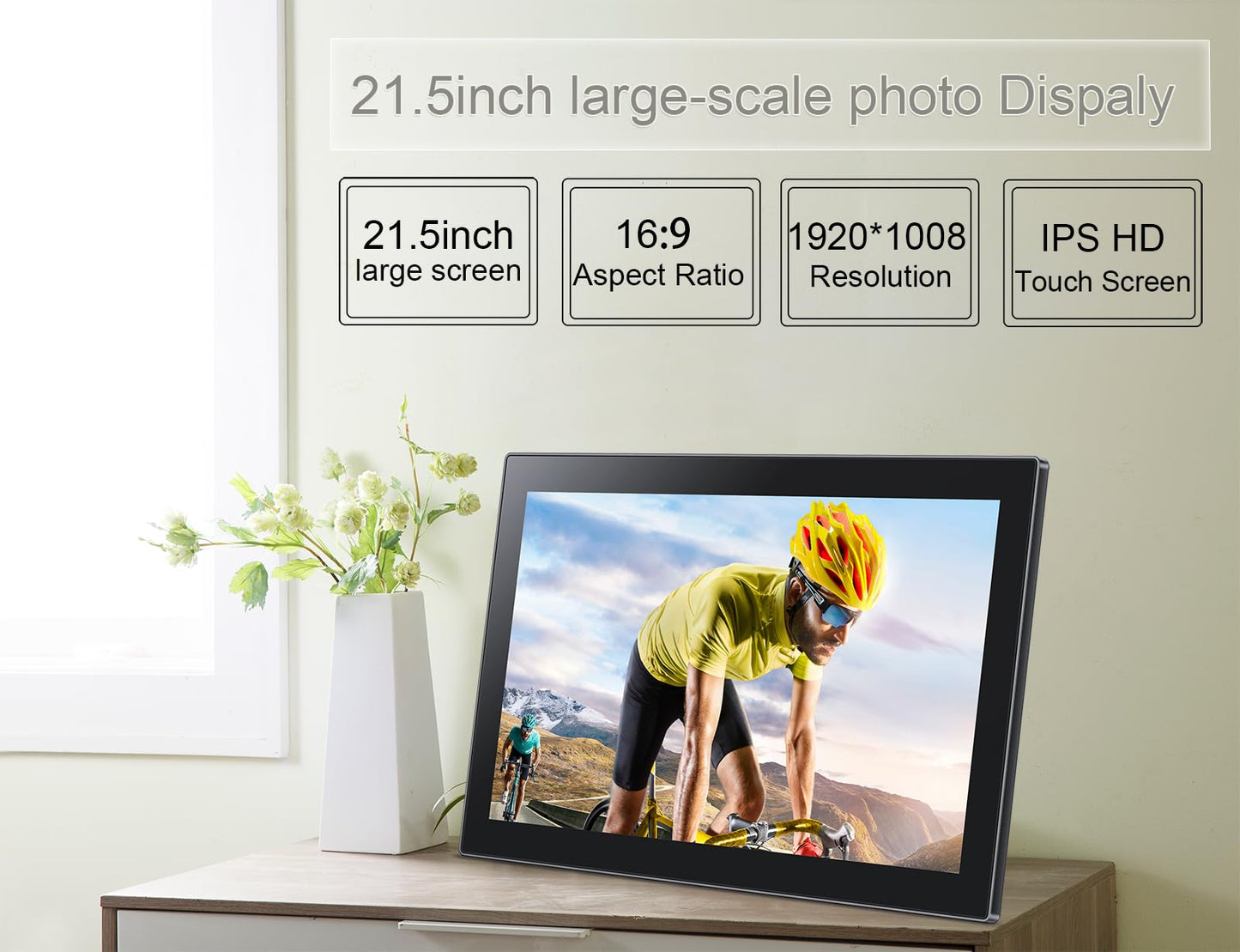 Frameo 10.1 Inch WiFi Digital Picture Frame with 1280 * 800P IPS Touch Screen HD Disply,Video Clips and Slide Show,Auto-Rotate, Wall Mountable,Send Photos Instantly from Anywhere with via Frameo APP