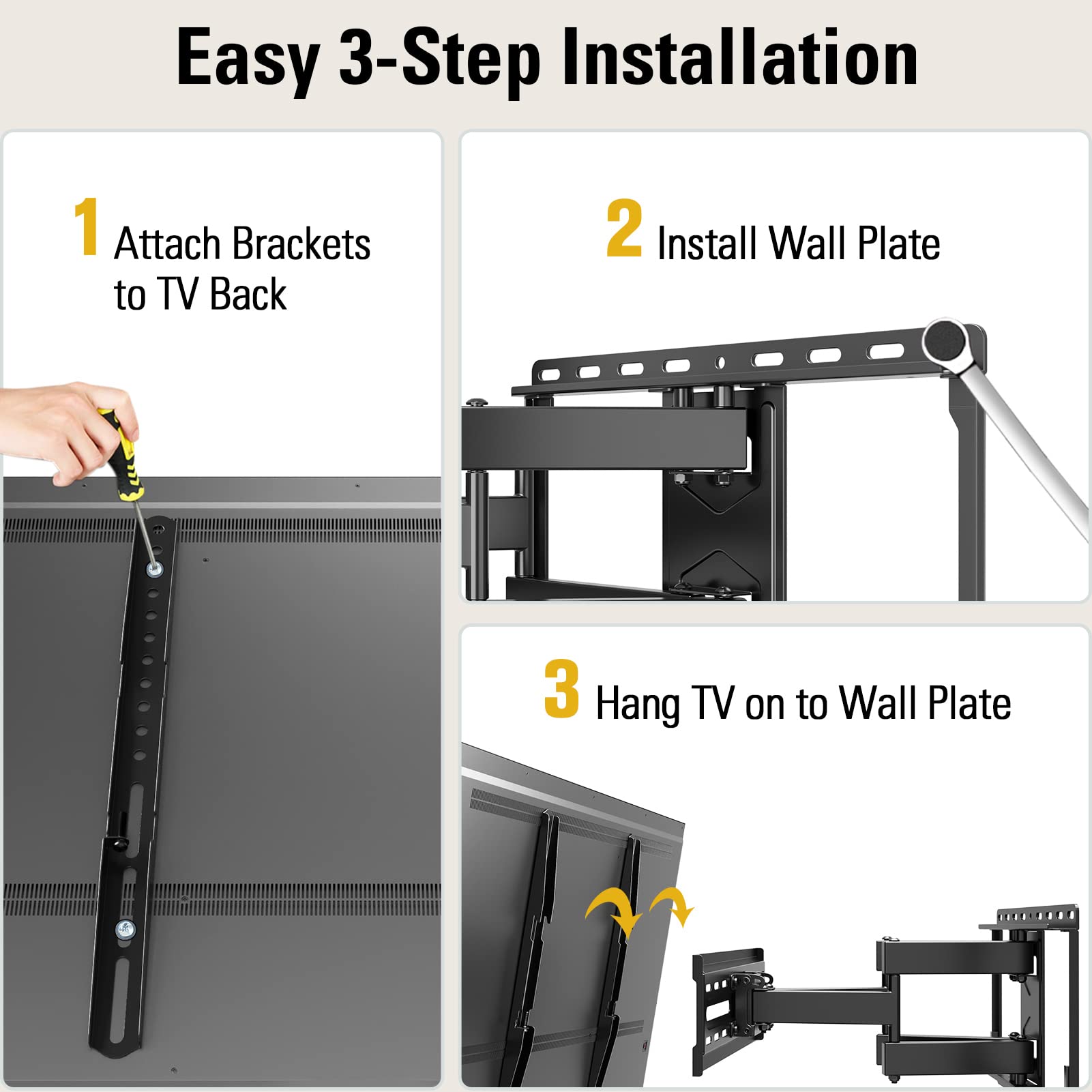 Mounting Dream TV Wall Mount for 32-65 Inch TV, TV Mount with Swivel and Tilt, Full Motion TV Bracket with Articulating Dual Arms, Fits 16inch Studs, Max VESA 400X400 mm, 99lbs, MD2380