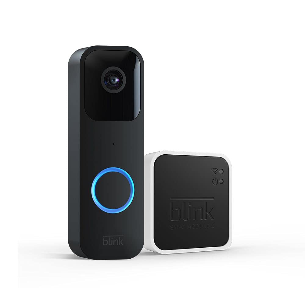 Blink Video Doorbell (newest model), Two-way audio, HD video, motion and chime app alerts and Alexa enabled — wired or wire-free (Black)