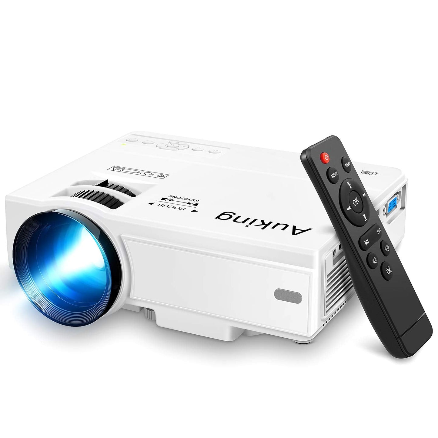 AuKing Projector, 2024 Upgraded Mini Projector, Full HD 1080P Home Theater Video Projector, Compatible with HDMI/USB/AV/Smartphone/TV Box/Laptop