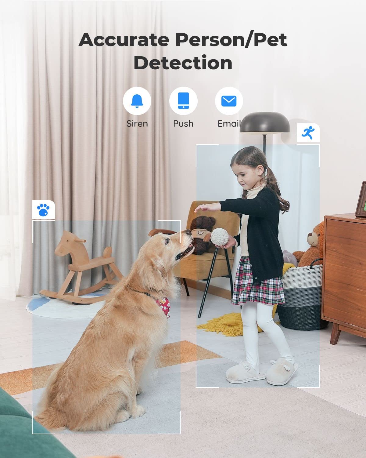 REOLINK 5GHz WiFi Indoor Camera, 5MP Plug-in Security Camera with 3X Optical Zoom, 360 Degree Baby/Dog Monitor with Auto Tracking, Person/Pet Detection, 2.4/5 GHz WiFi, Local Storage, E1 Zoom